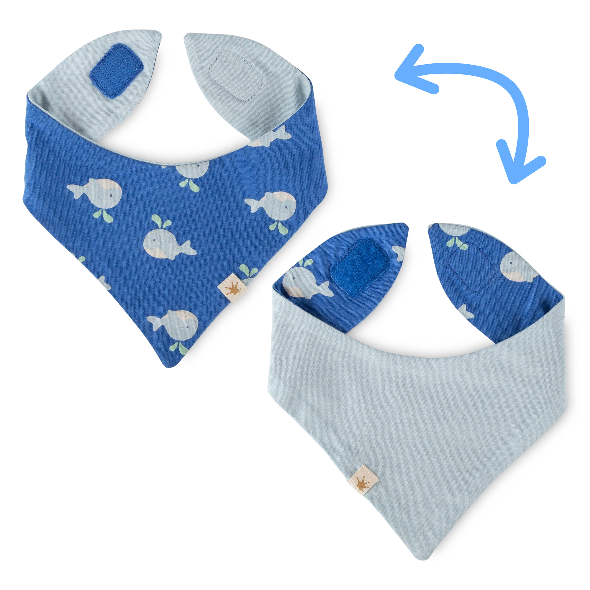 Newborn baby bandana bib, reversible, blue