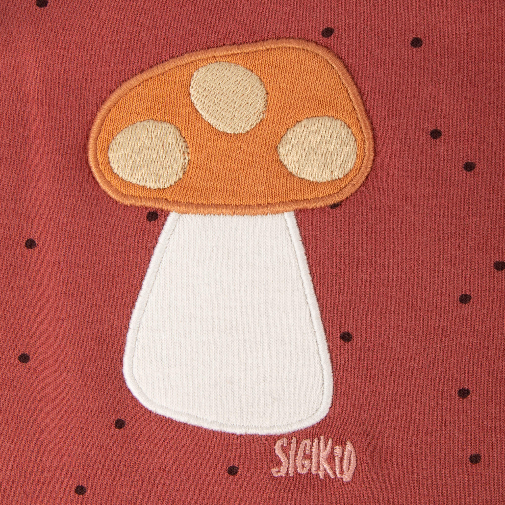 Baby Kleid rotbraun mit Pünktchen und Herbst Motiv Baby Kleid rotbraun mit Pünktchen und Herbst Motiv