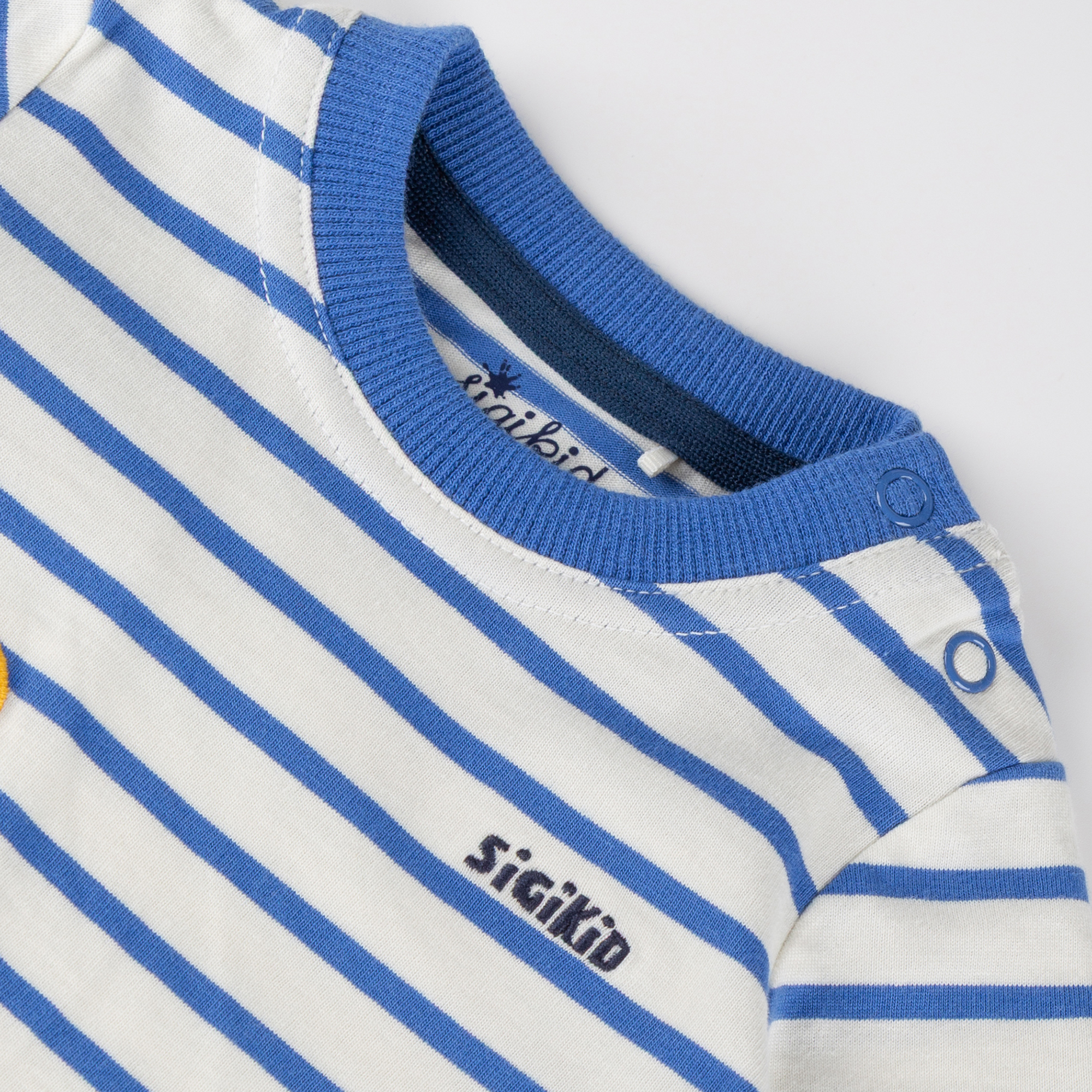 Baby Ringel T-Shirt Tiger & Löwe, blau/weiß