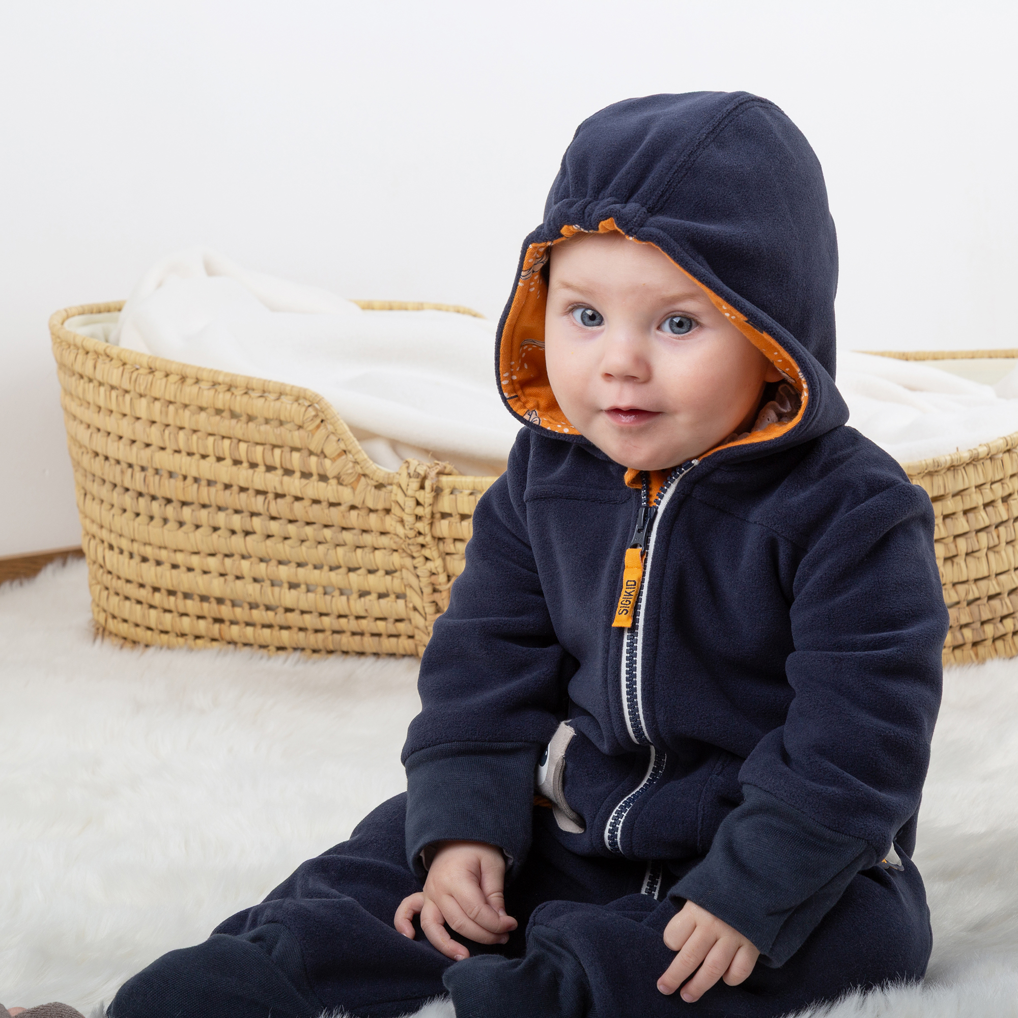 Baby fleece overall Owl, lined, foldable cuffs