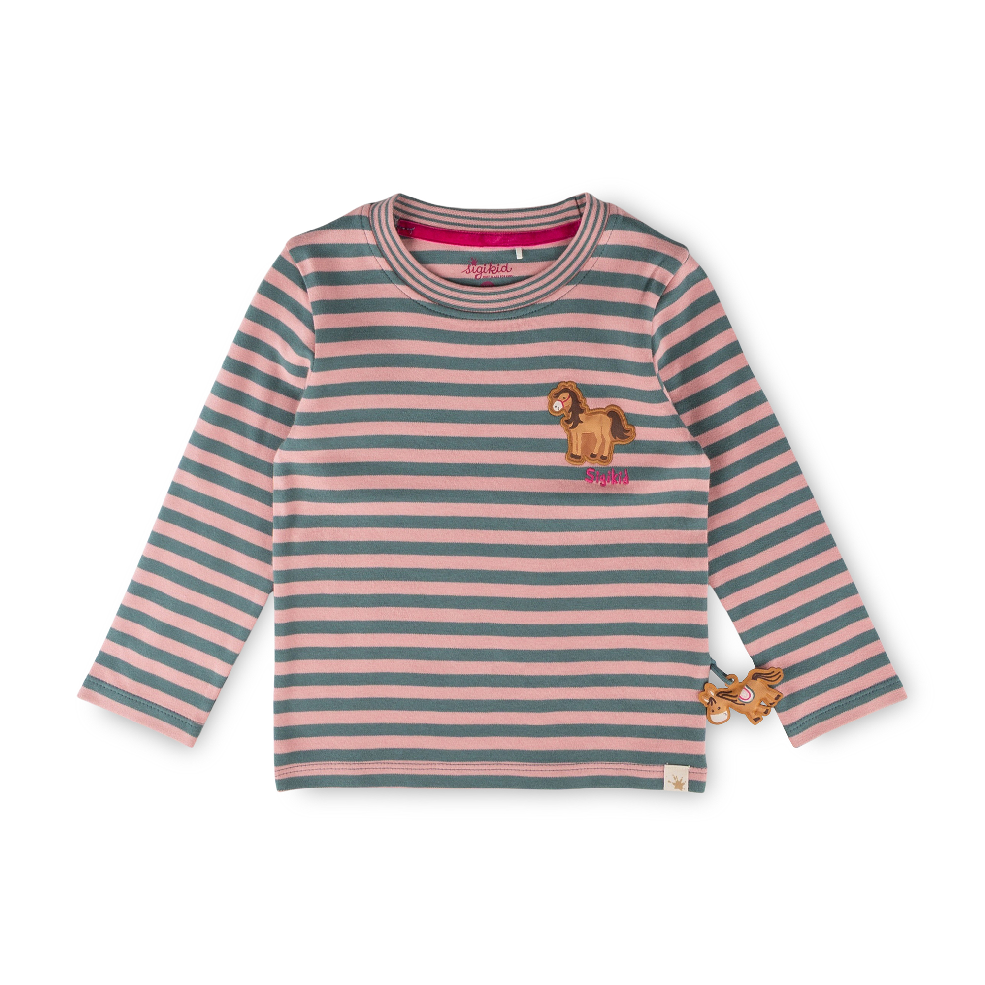 Kinder Ringel Langarmshirt Pony Love, grün-rosa Kinder Ringel Langarmshirt Pony Love, grün-rosa