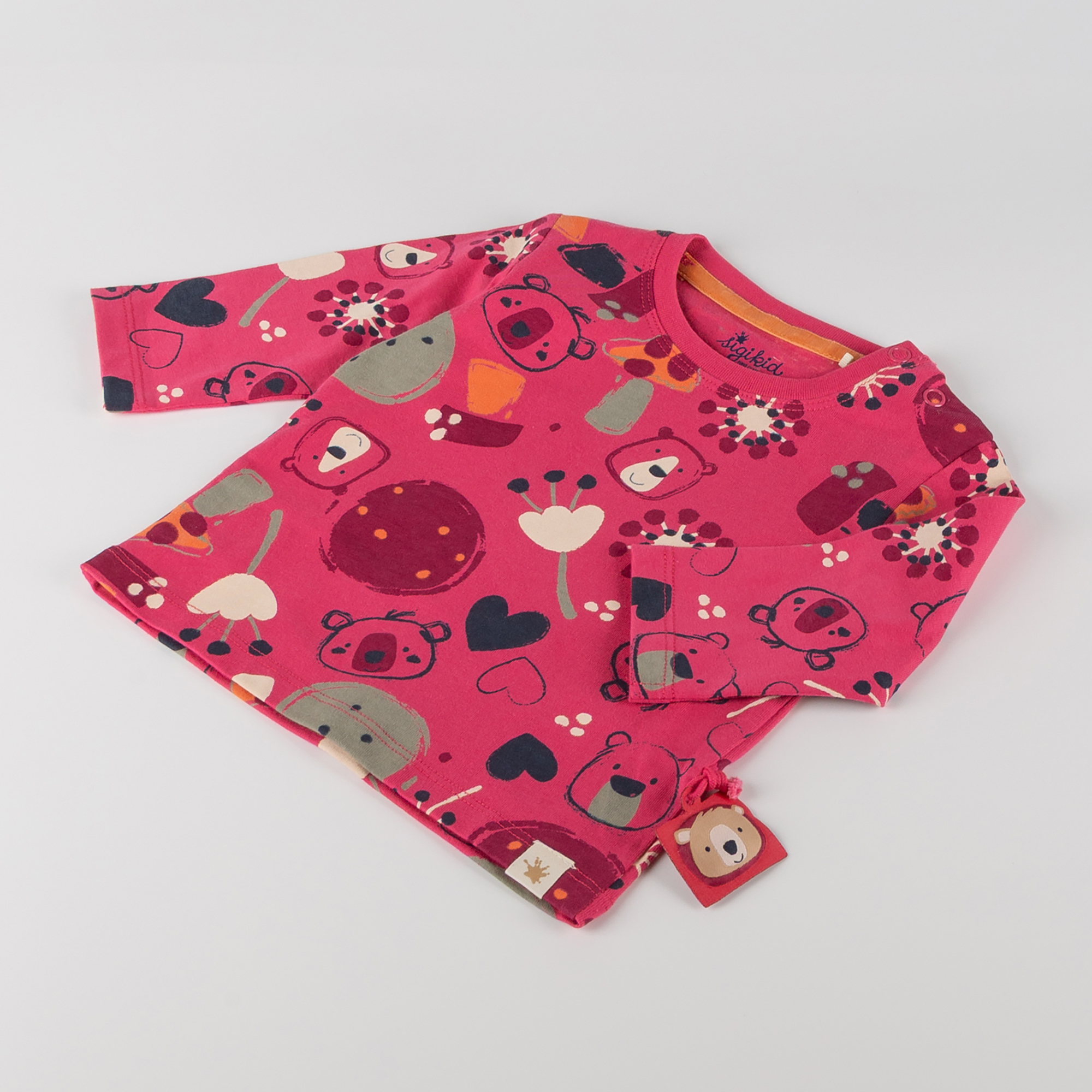 Baby Langarmshirt Bärchen Fancy Forest Print, pink