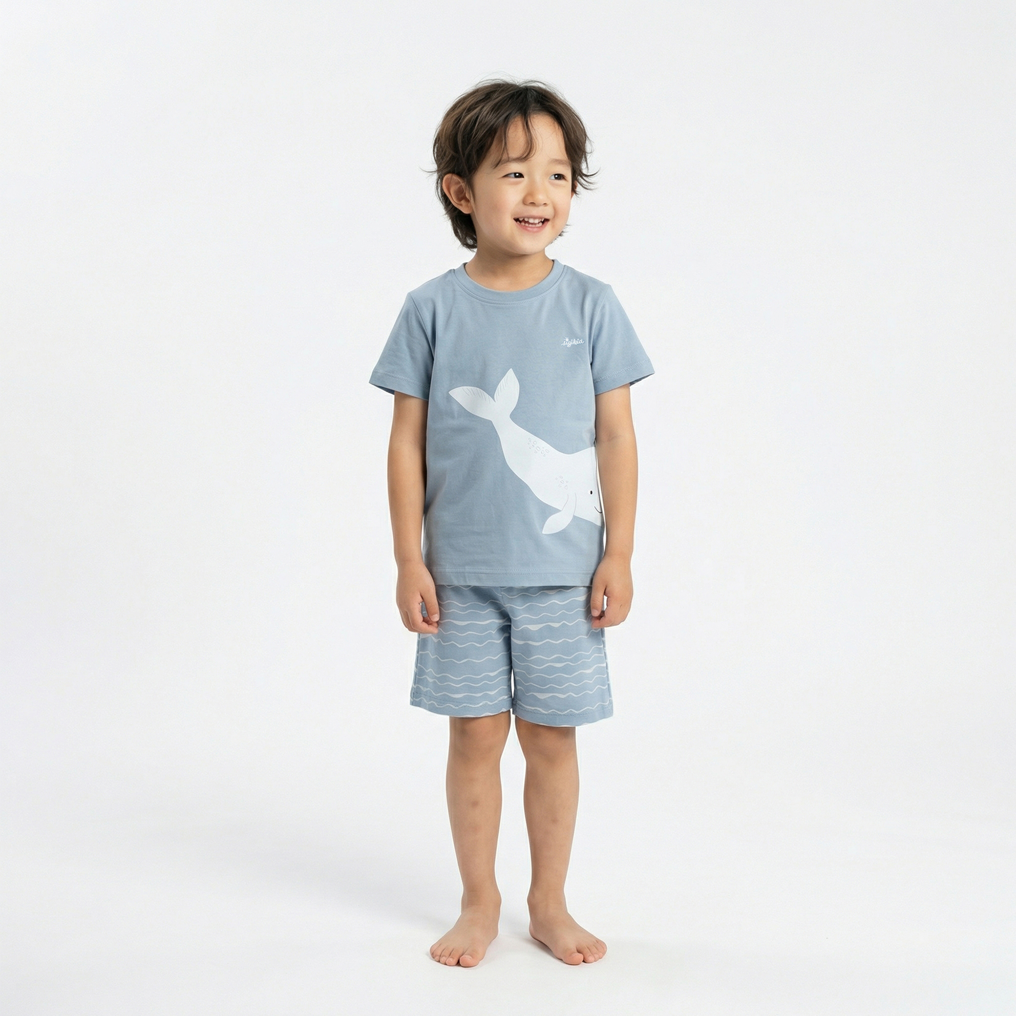 Kurzer Kinder Pyjama Wal, hellblau