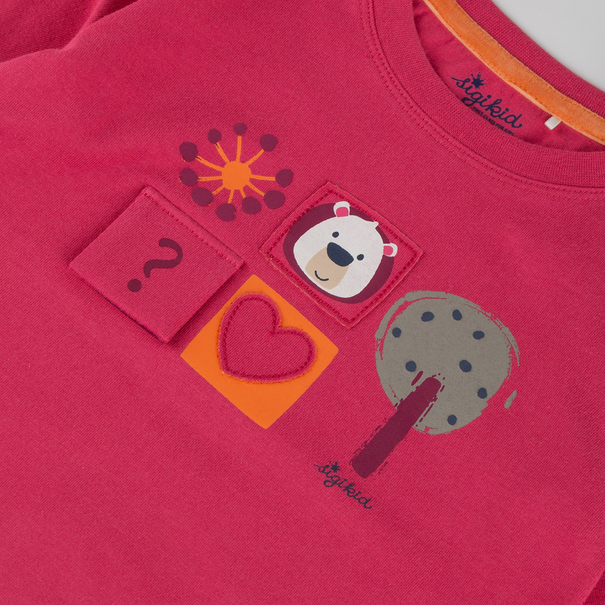 Kinder Langarmshirt Bär Fancy Forest Print, pink