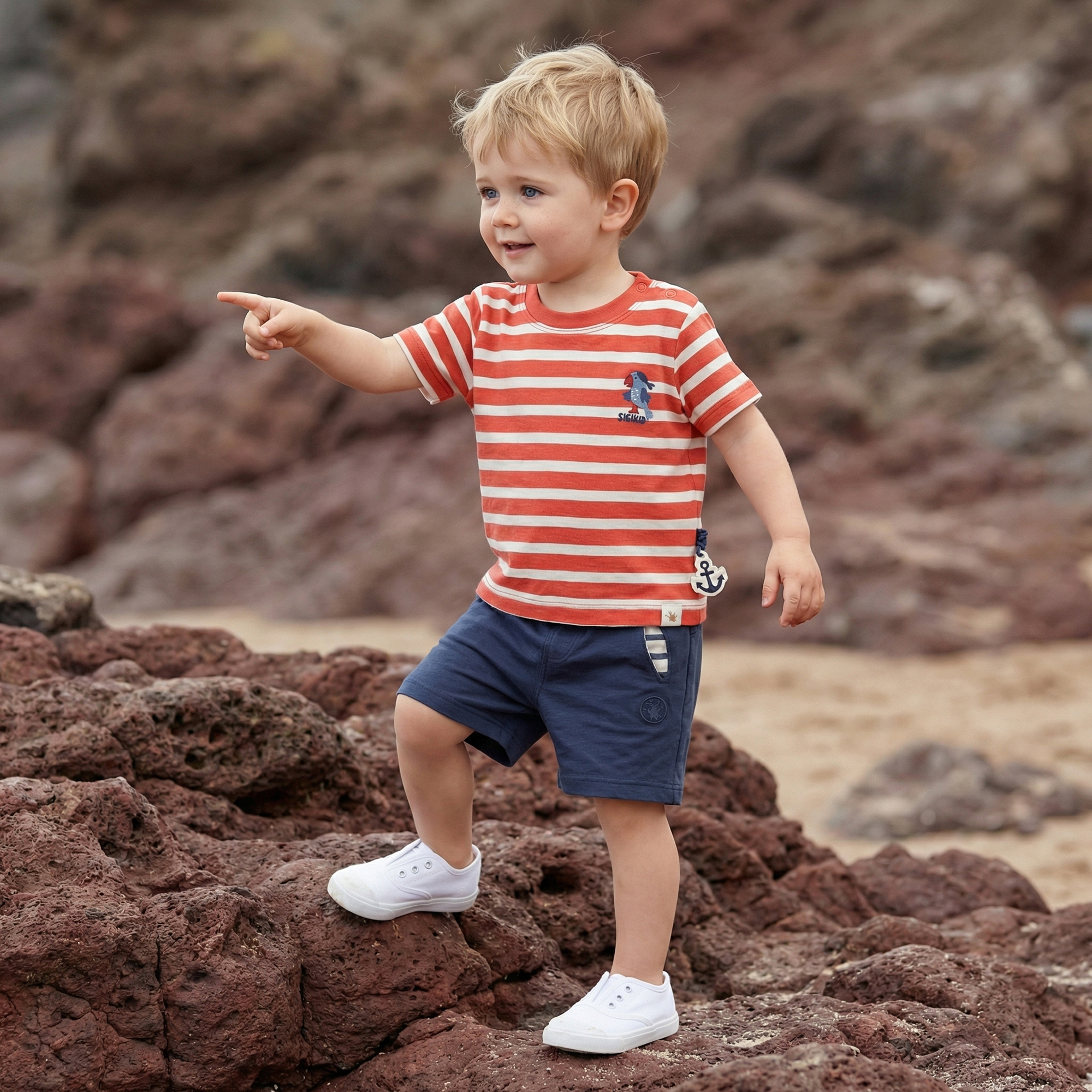 Blaue Baby Bermuda mit Taschen