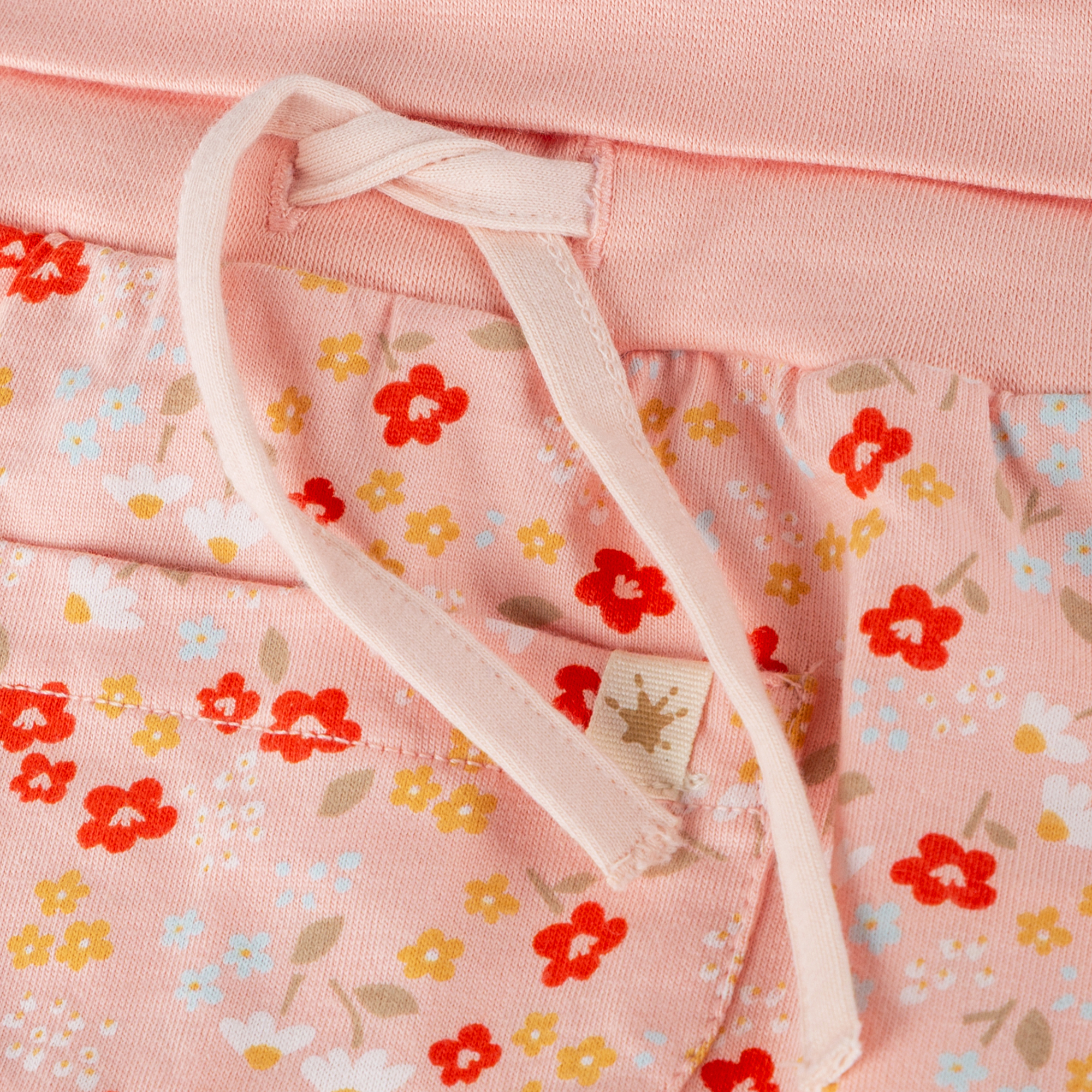 Flowery newborn baby pants, pocket, ankle cuffs