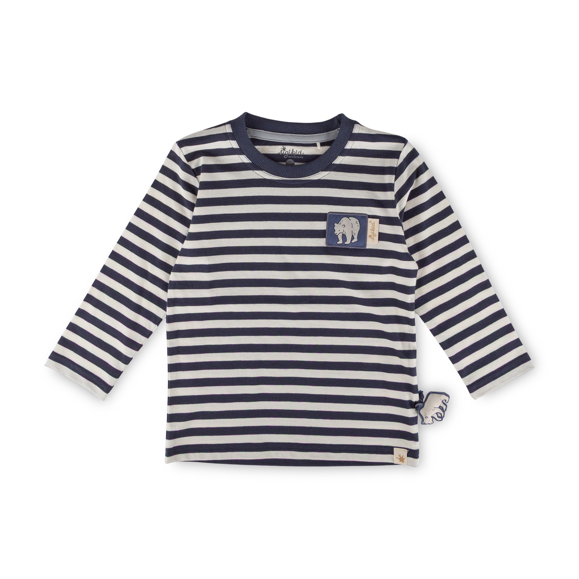 Kinder Langarmshirt Eisbär Polar Friends, blau/weiß geringelt