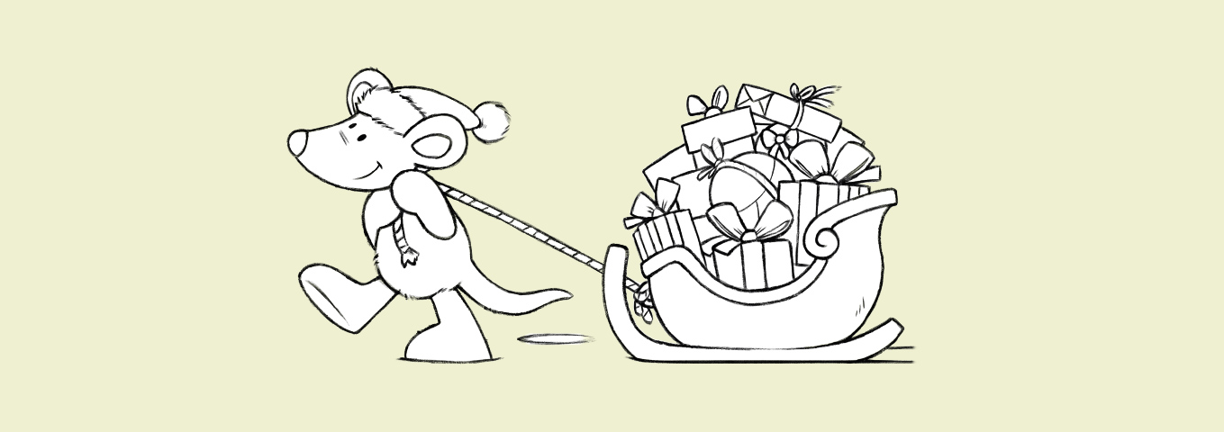 Ausmalbild: Weihnachtsmaus