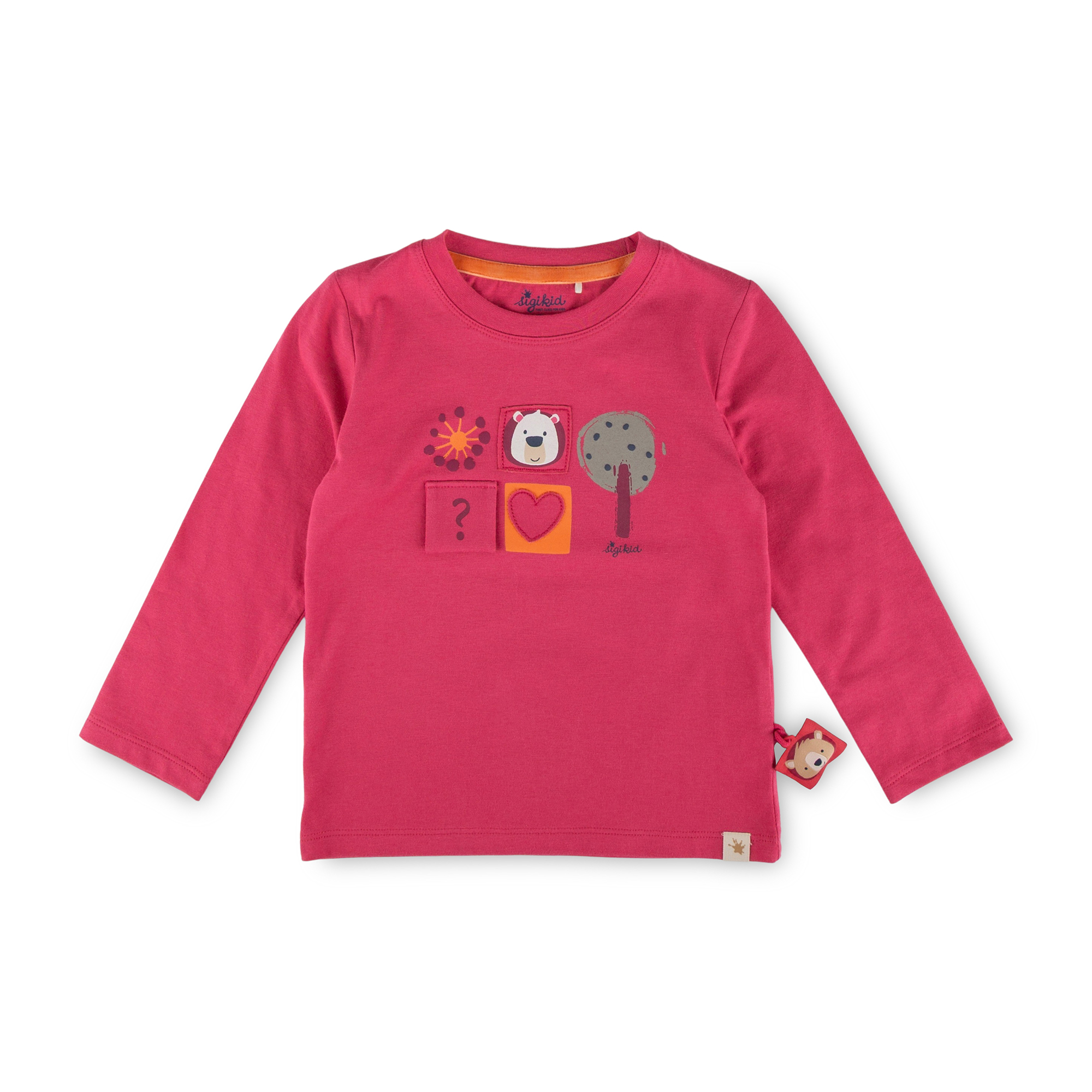 Kinder Langarmshirt Bär Fancy Forest Print, pink