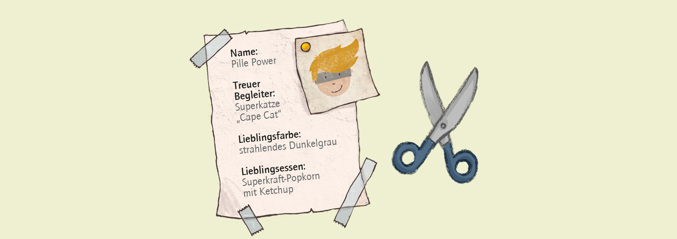Gestalte deinen eigenen Superhelden-Steckbrief