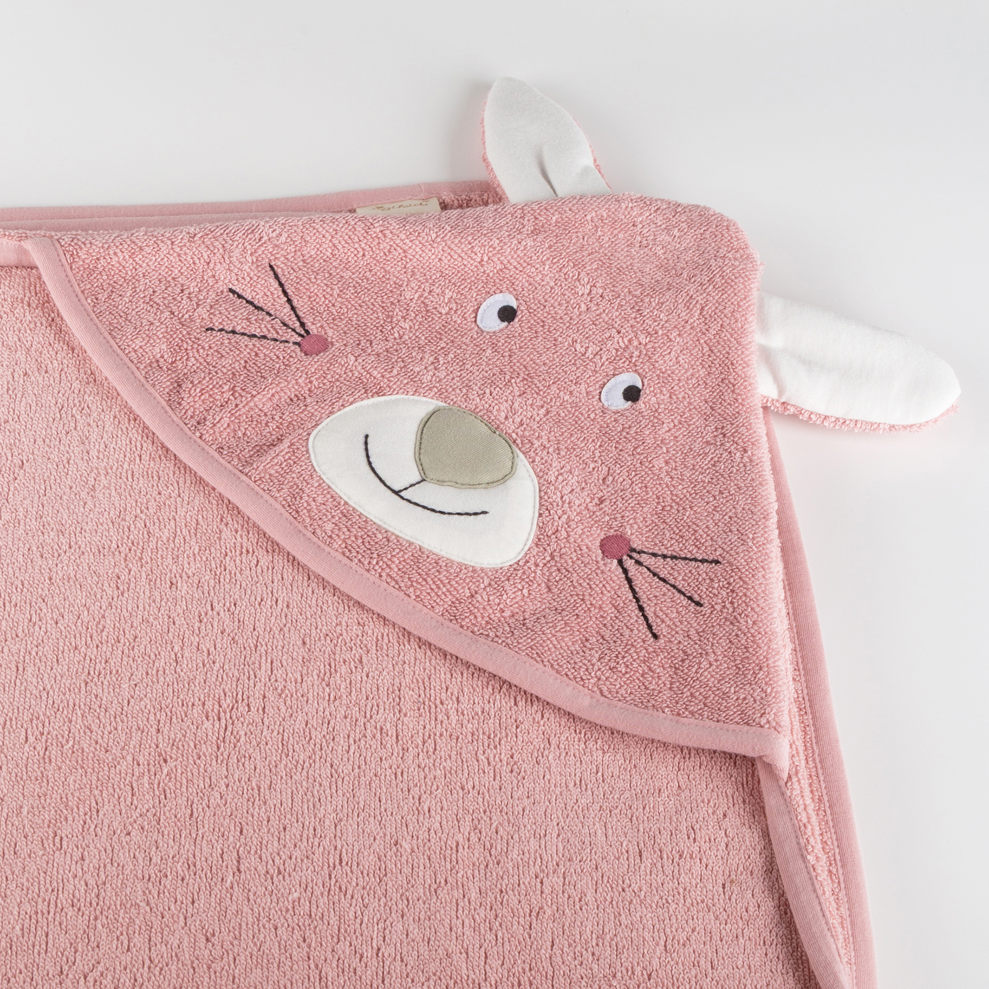 Hooded baby & toddler bath towel bunny, pastel pink