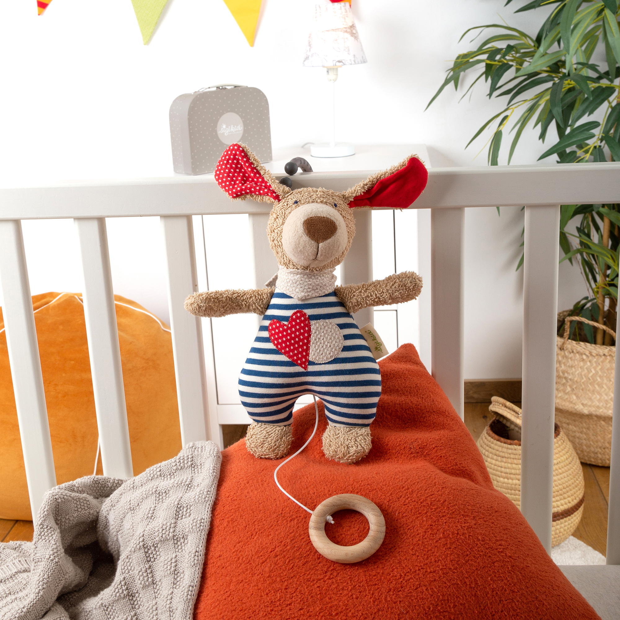 Musical soft toy dog, organic Musical soft toy dog, organic