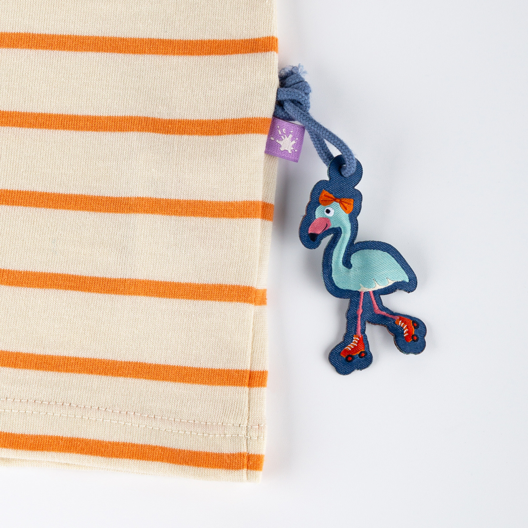 Baby Ringel T-Shirt Flamingo, orange-weiß