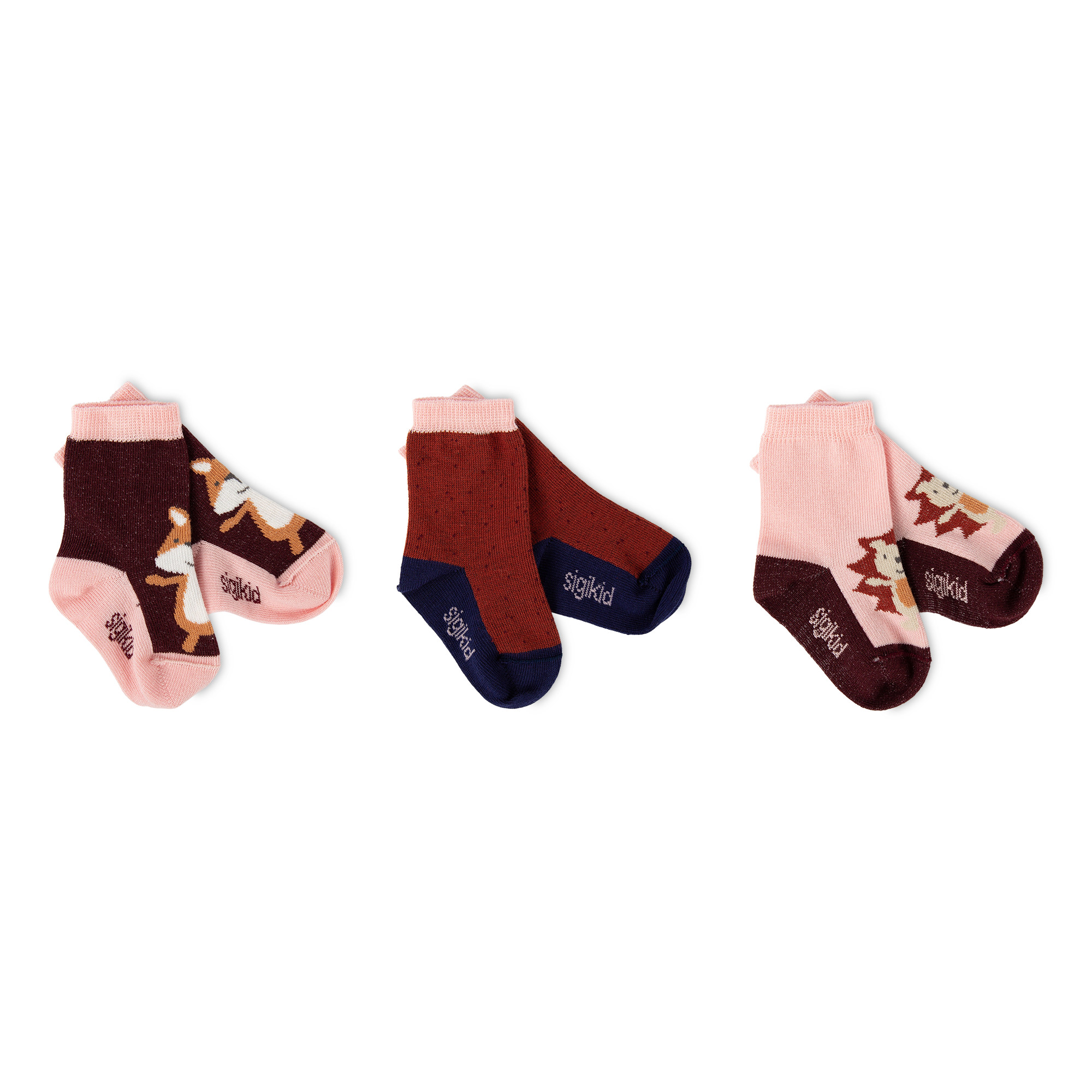 Baby 3er Socken-Set rosa/rotbraun/dunkelrot