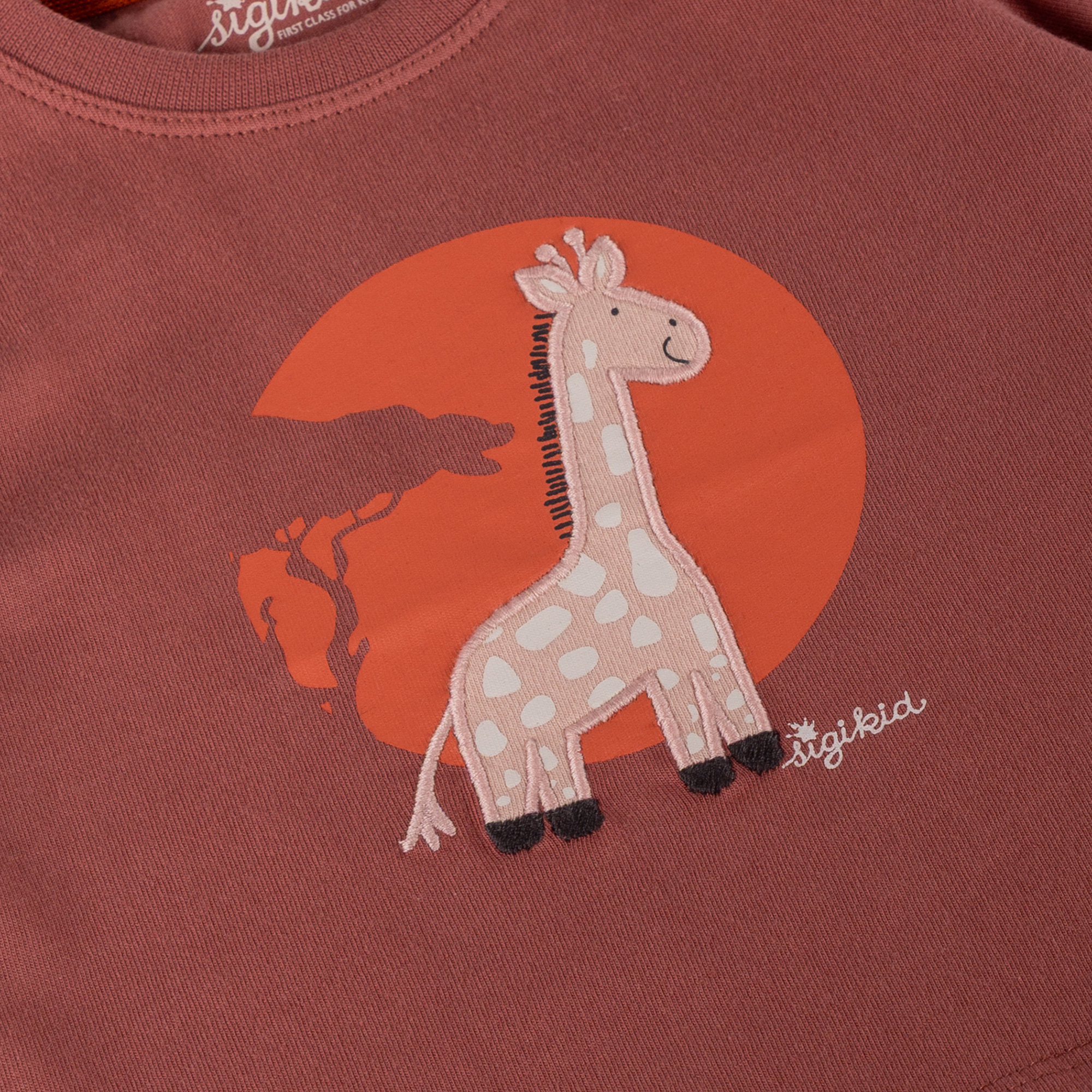 Baby T-Shirt Giraffe, rotbraun