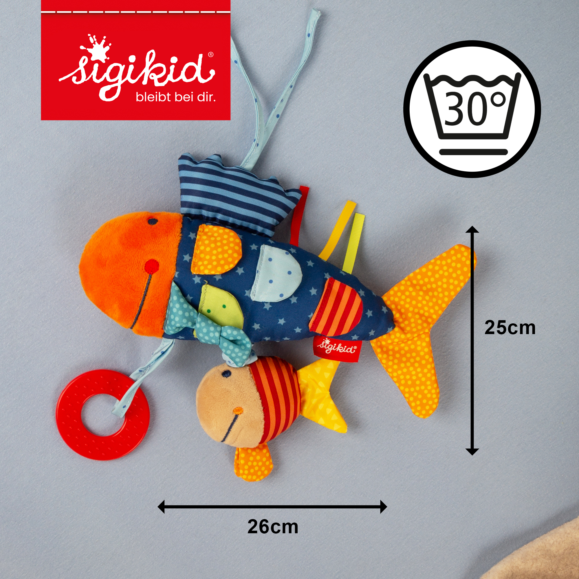 Baby activity soft toy fish, vibrating rattle
