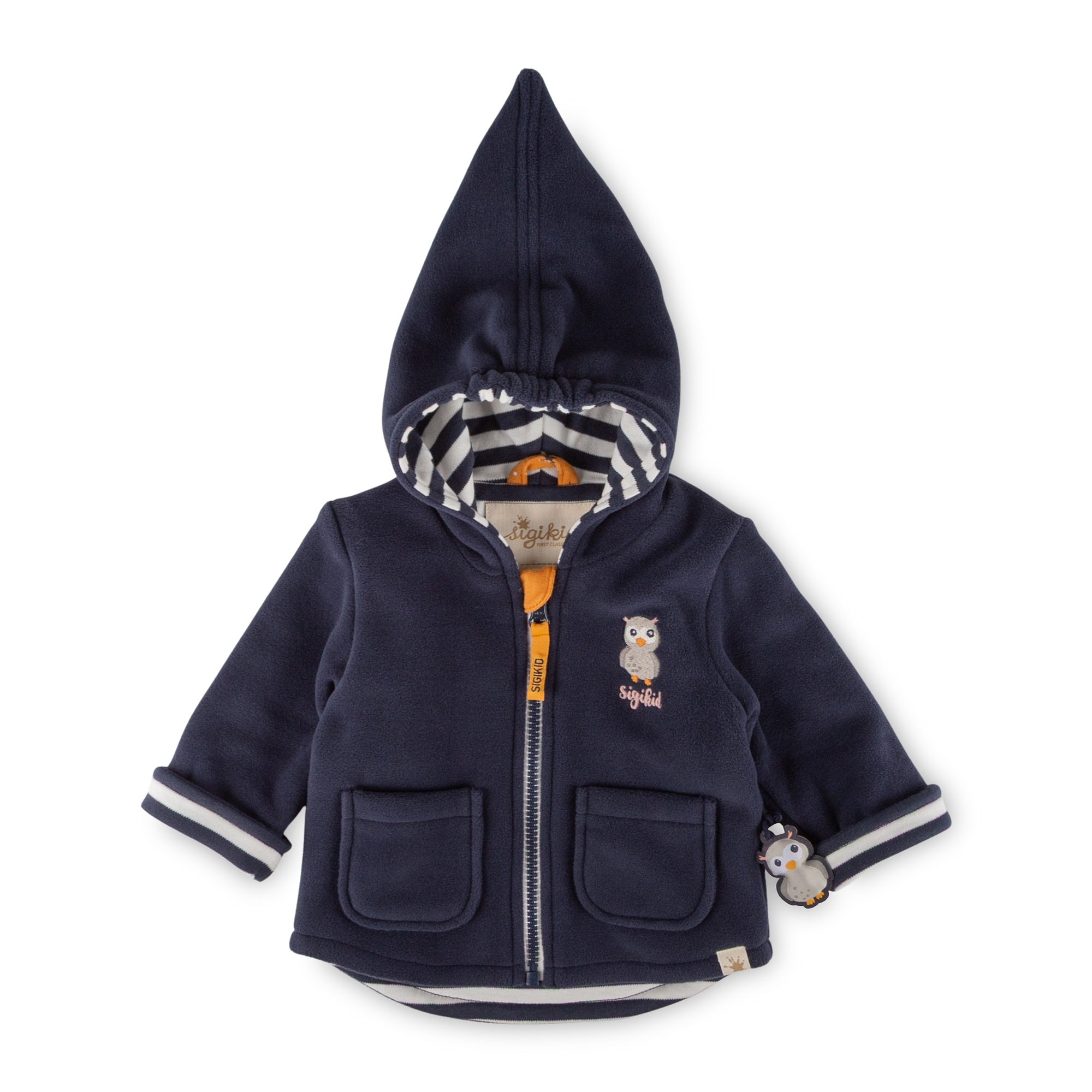 Hooded baby fleece jacket Curious Owl, lined