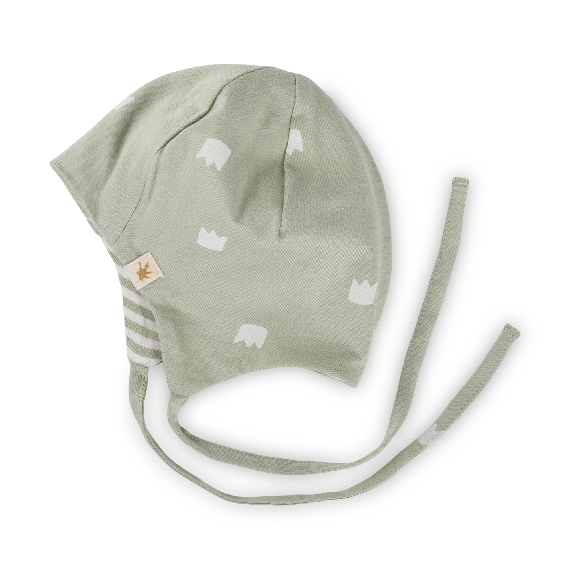 Newborn baby hat with ties, green