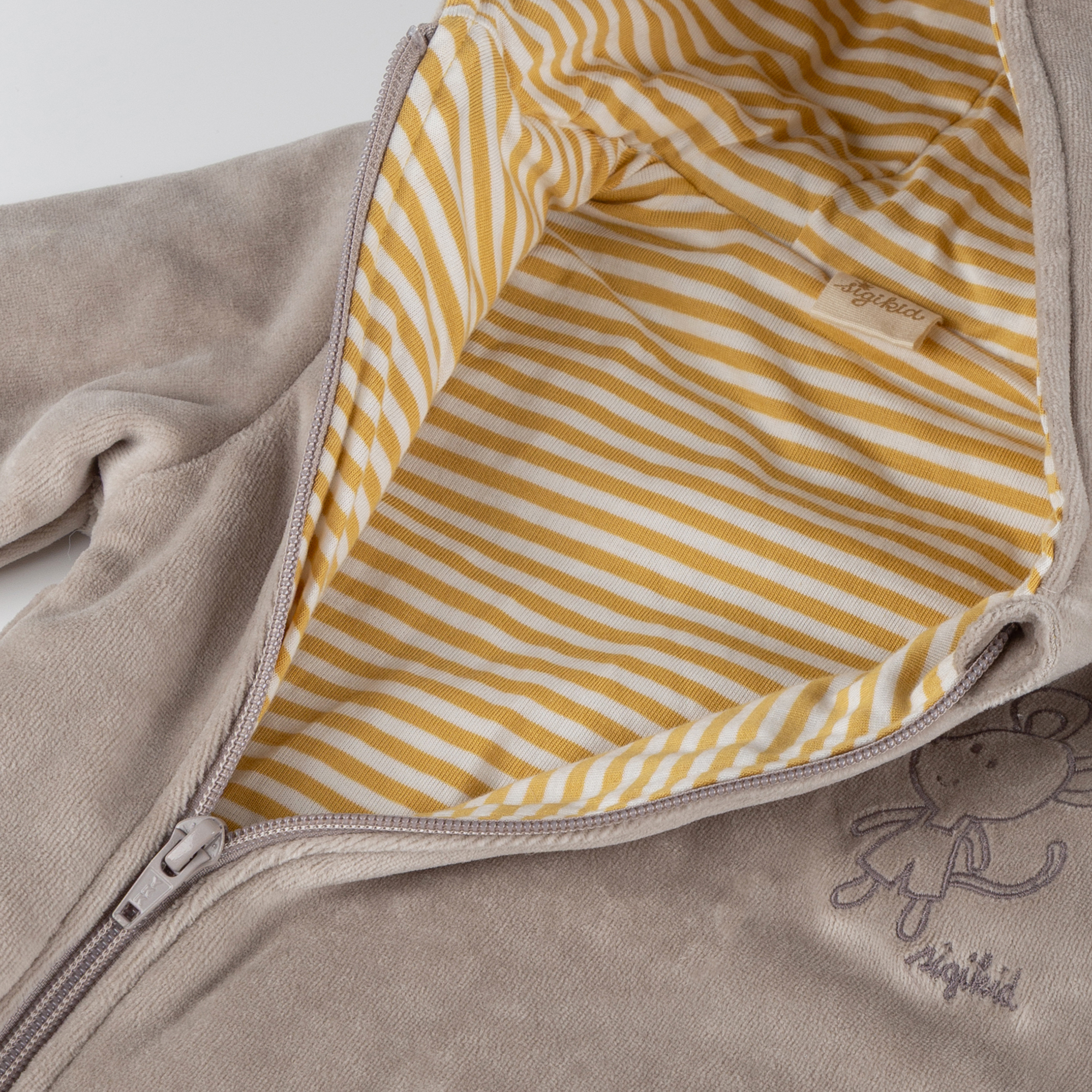 Newborn baby velour overall, foldable cuffs, wadded, grey