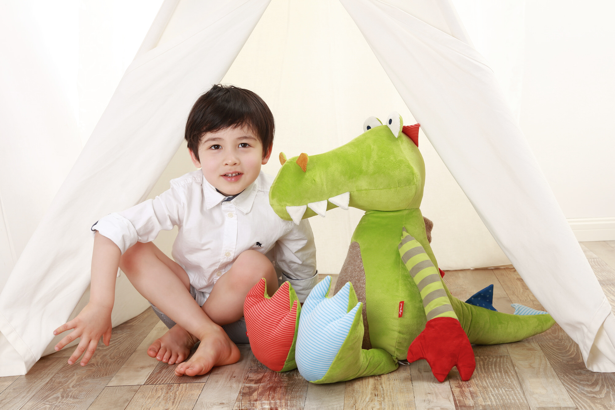 XXL Kuscheltier Drache im Patchworkstil