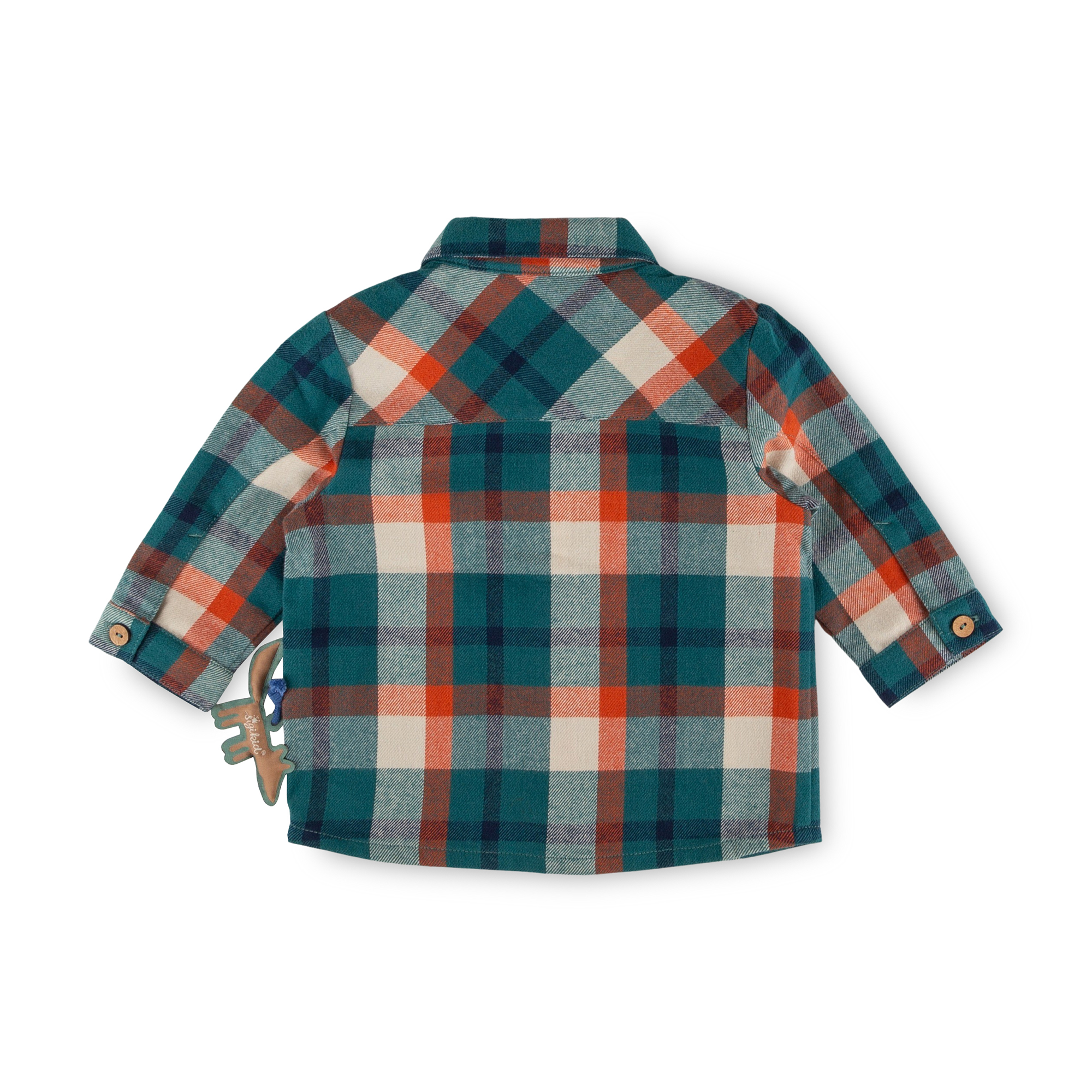 Check collared baby flannel shirt Wild Fox, green