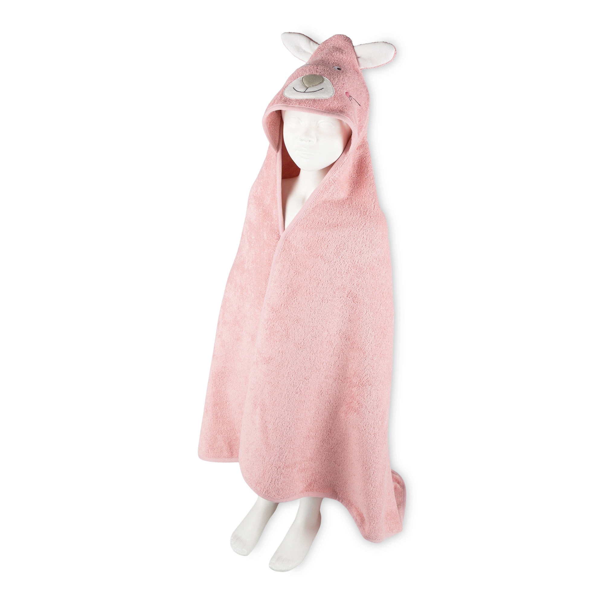 Hooded baby & toddler bath towel bunny, pastel pink