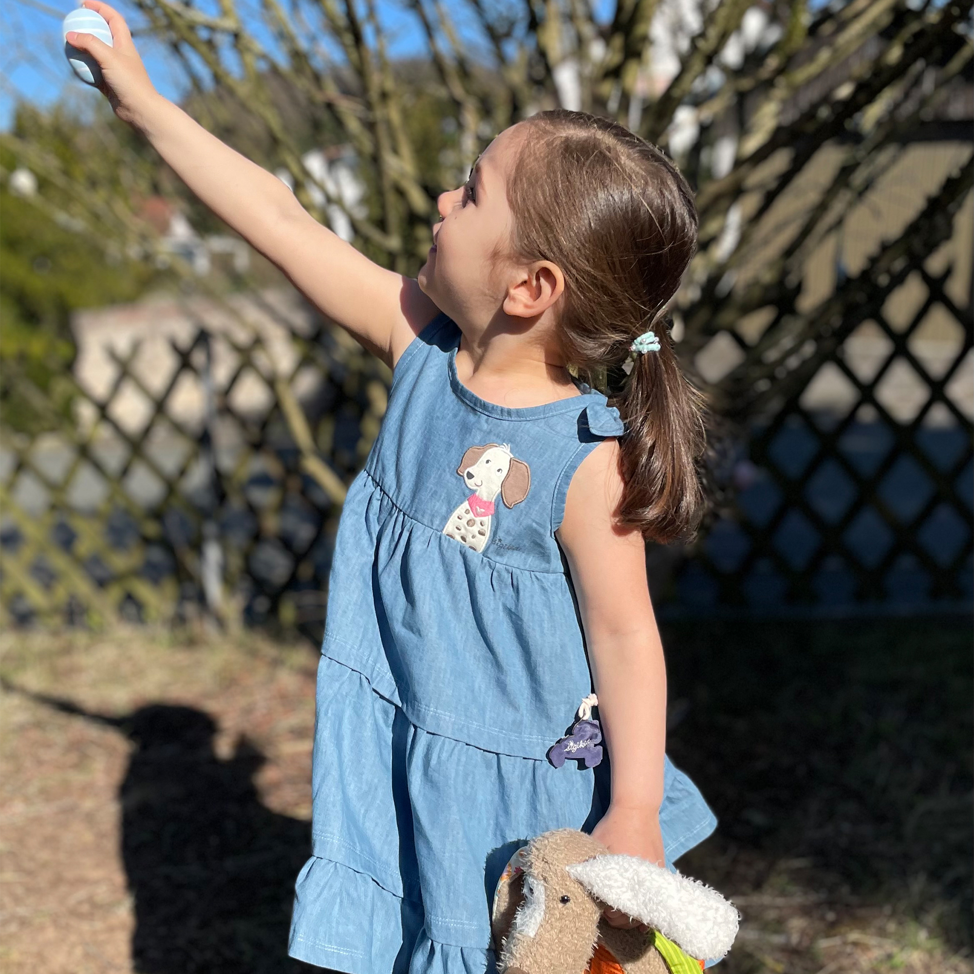 Kinder Chambray-Kleid Hund Funny Dog, hellblau, Kinder Chambray-Kleid Hund Funny Dog, hellblau,