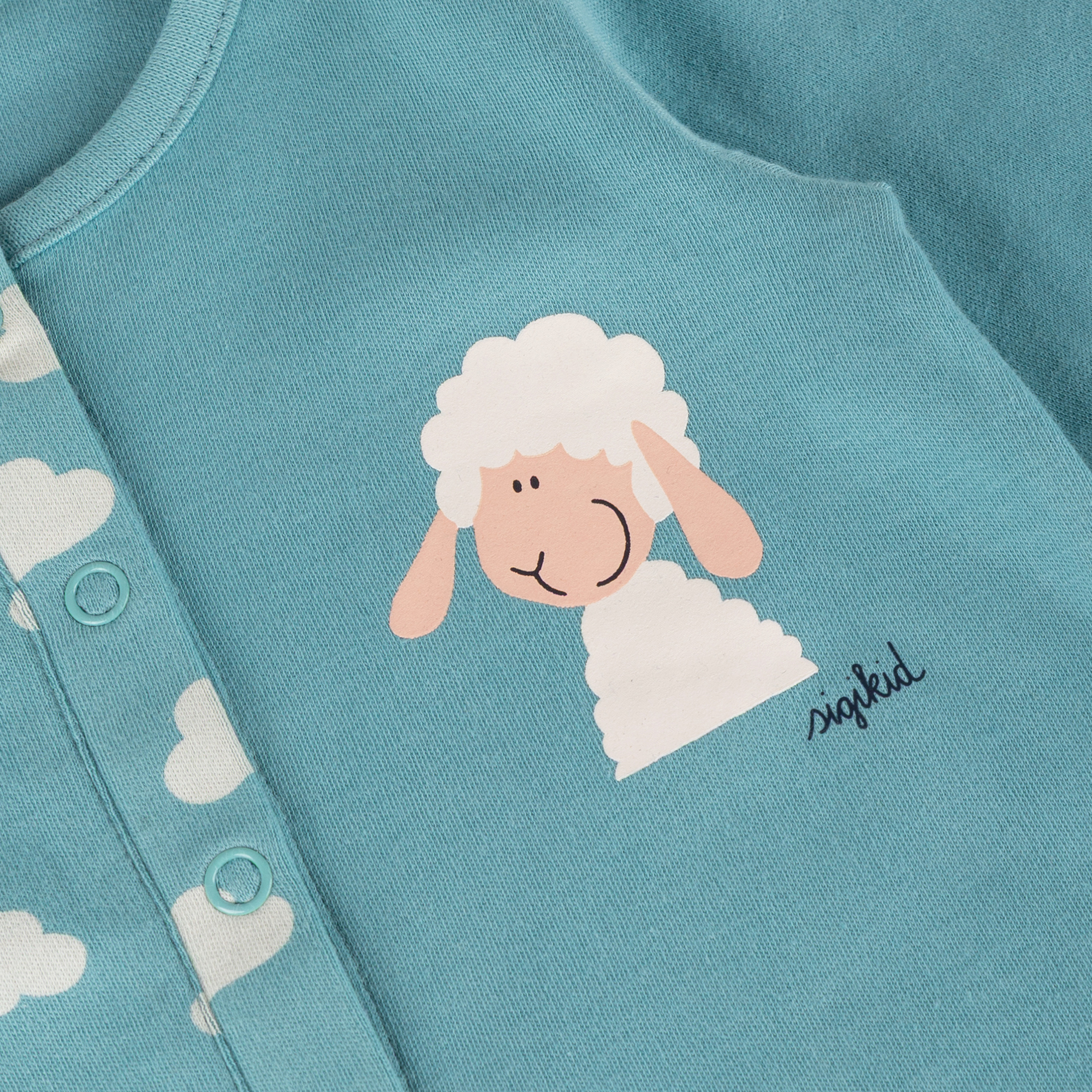 Baby Schlaf Overall Schäfchen mit Wolken Print, hellblau