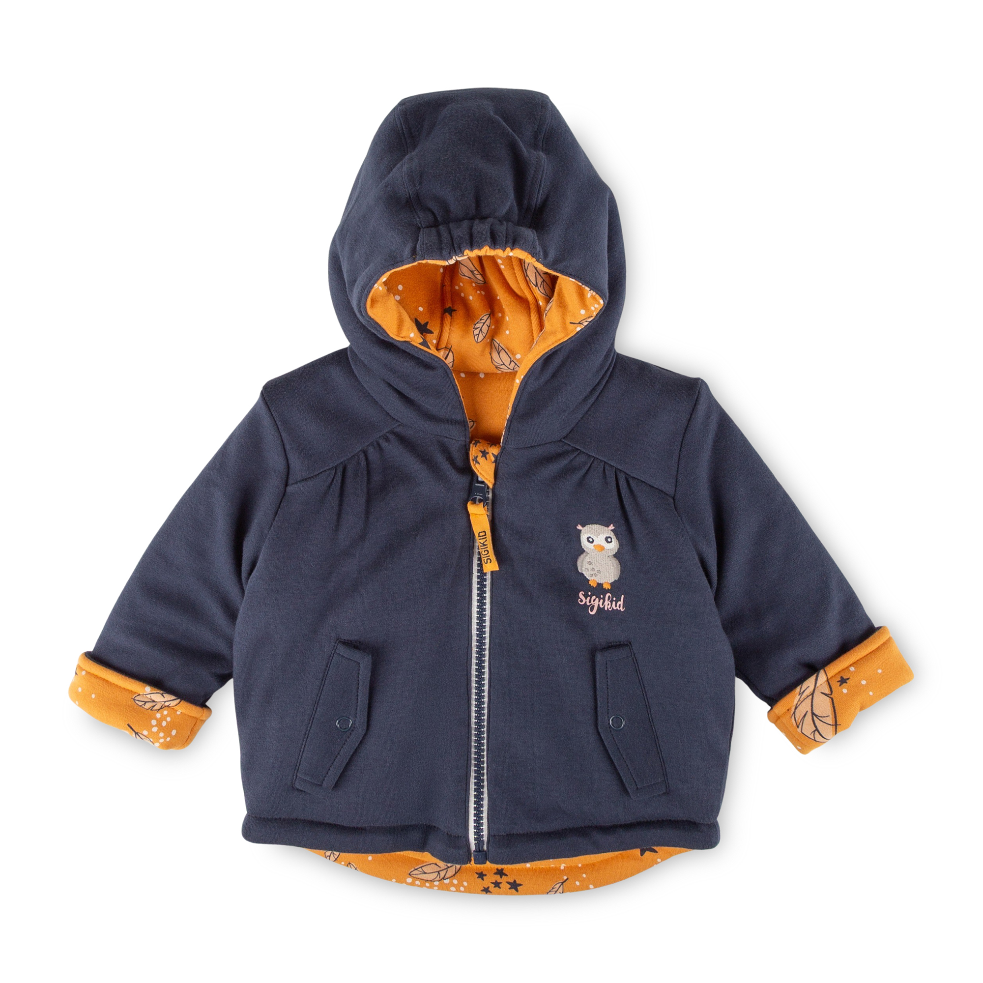 Baby Wendejacke wattiert Magic Owl, dunkelblau oder gelb