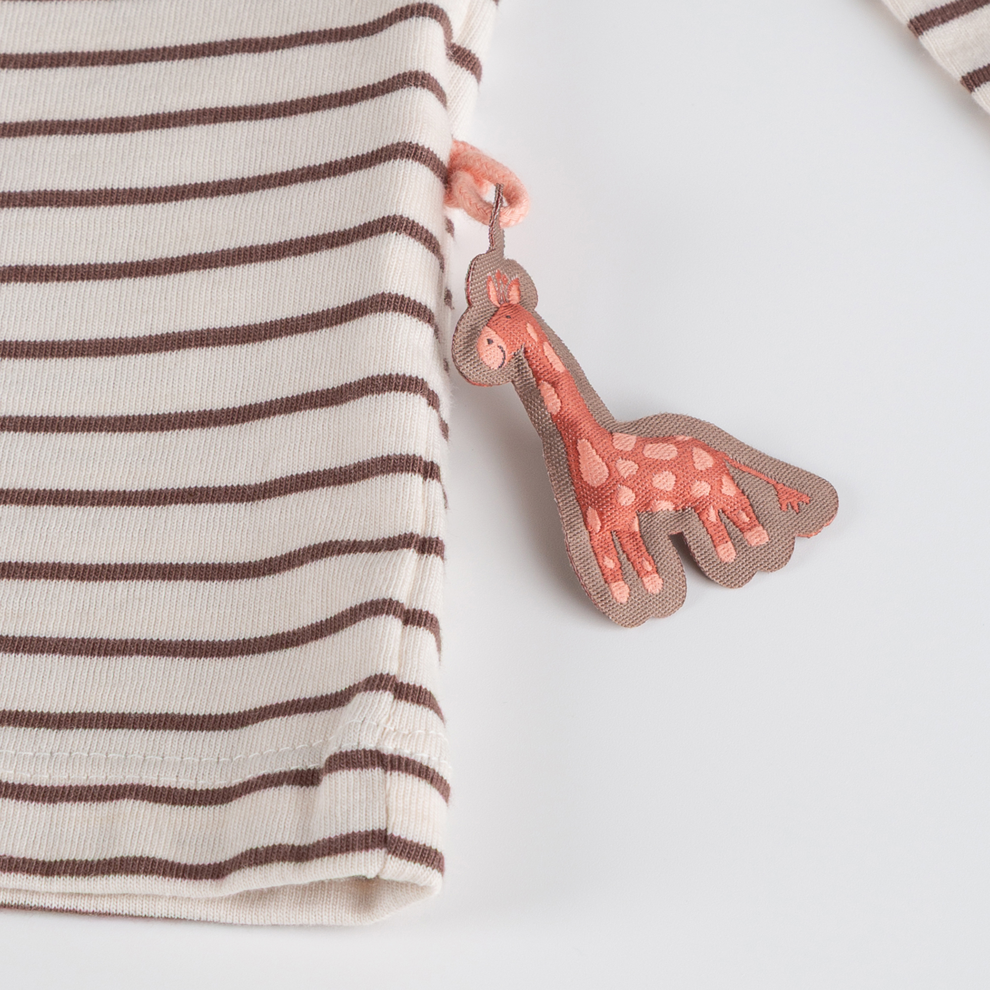 Kinder Ringel Langarmshirt Giraffe, braun/weiß