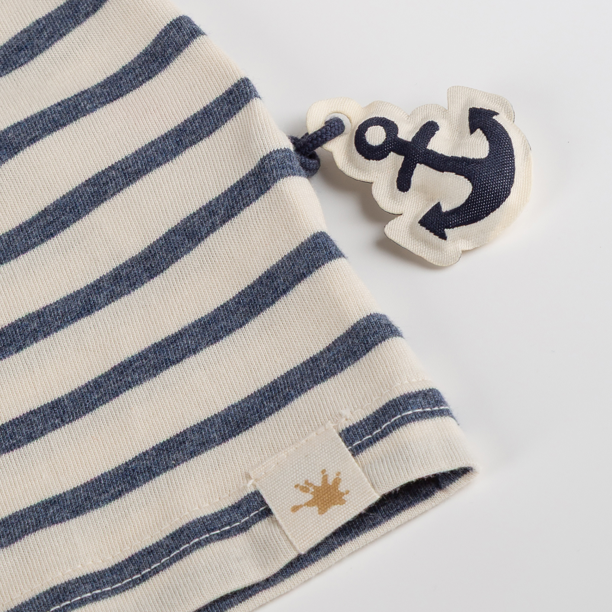 Kinder Ringel T-Shirt mit Kompass Patch, blau-weiß