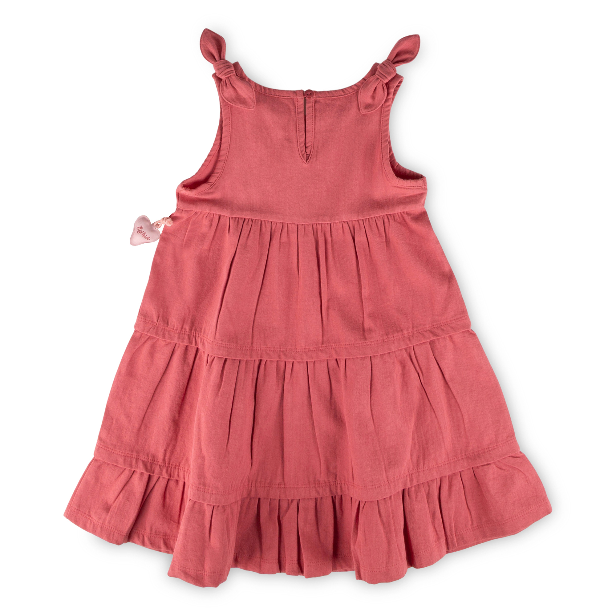 Ärmelloses Kinder Volant Kleid mit Vogel Motiv, rosarot