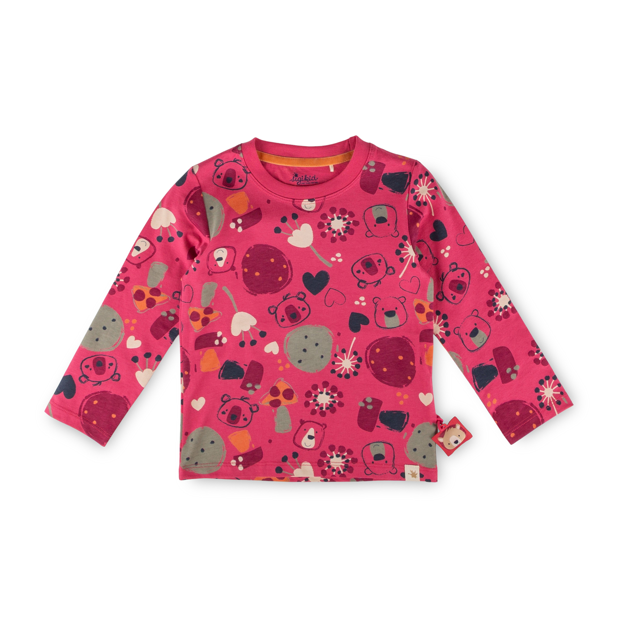 Kinder Langarmshirt Bär Fancy Forest Print, pink