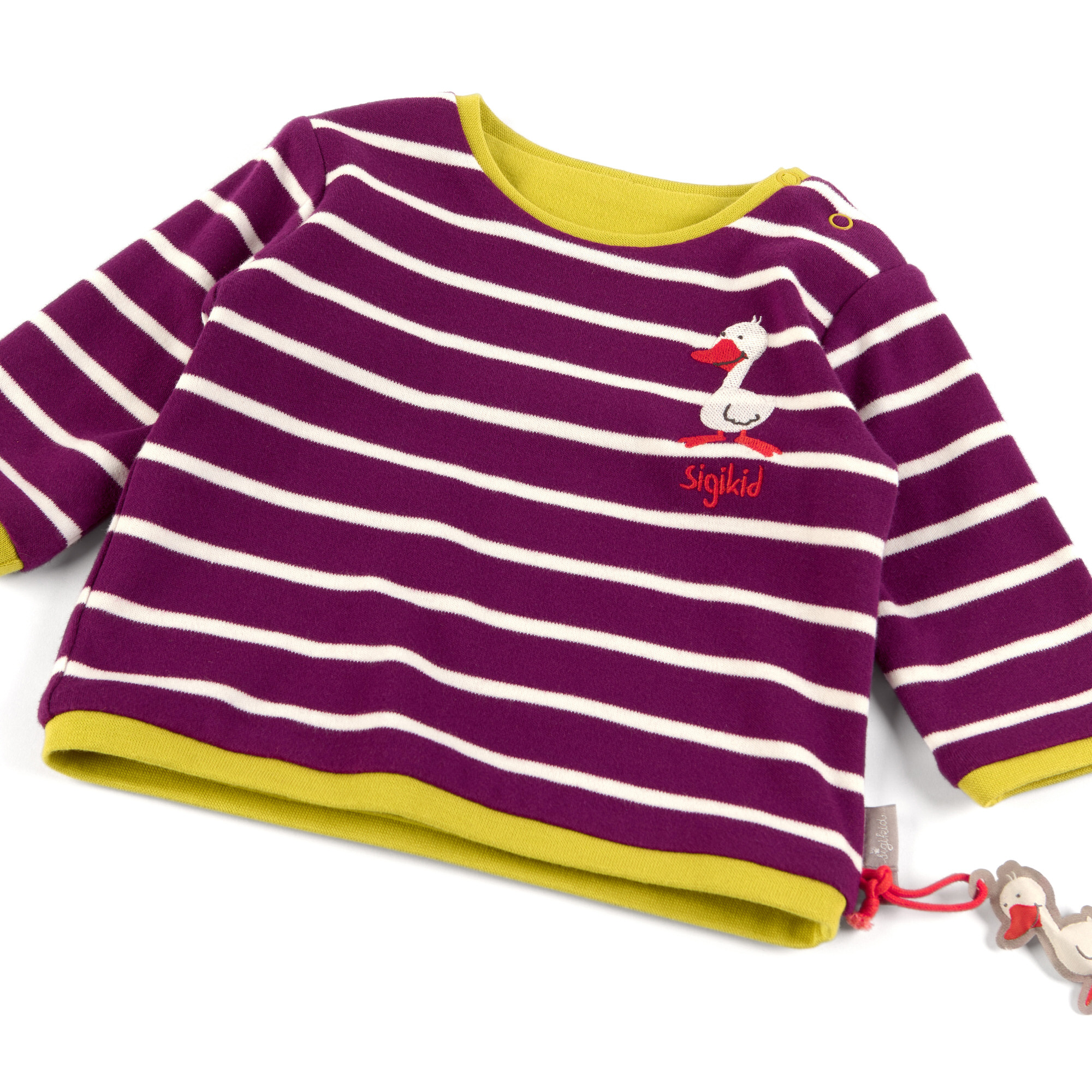 Baby Wendeshirt gelbgrün oder lila/weiß gestreift Baby Wendeshirt gelbgrün oder lila/weiß gestreift