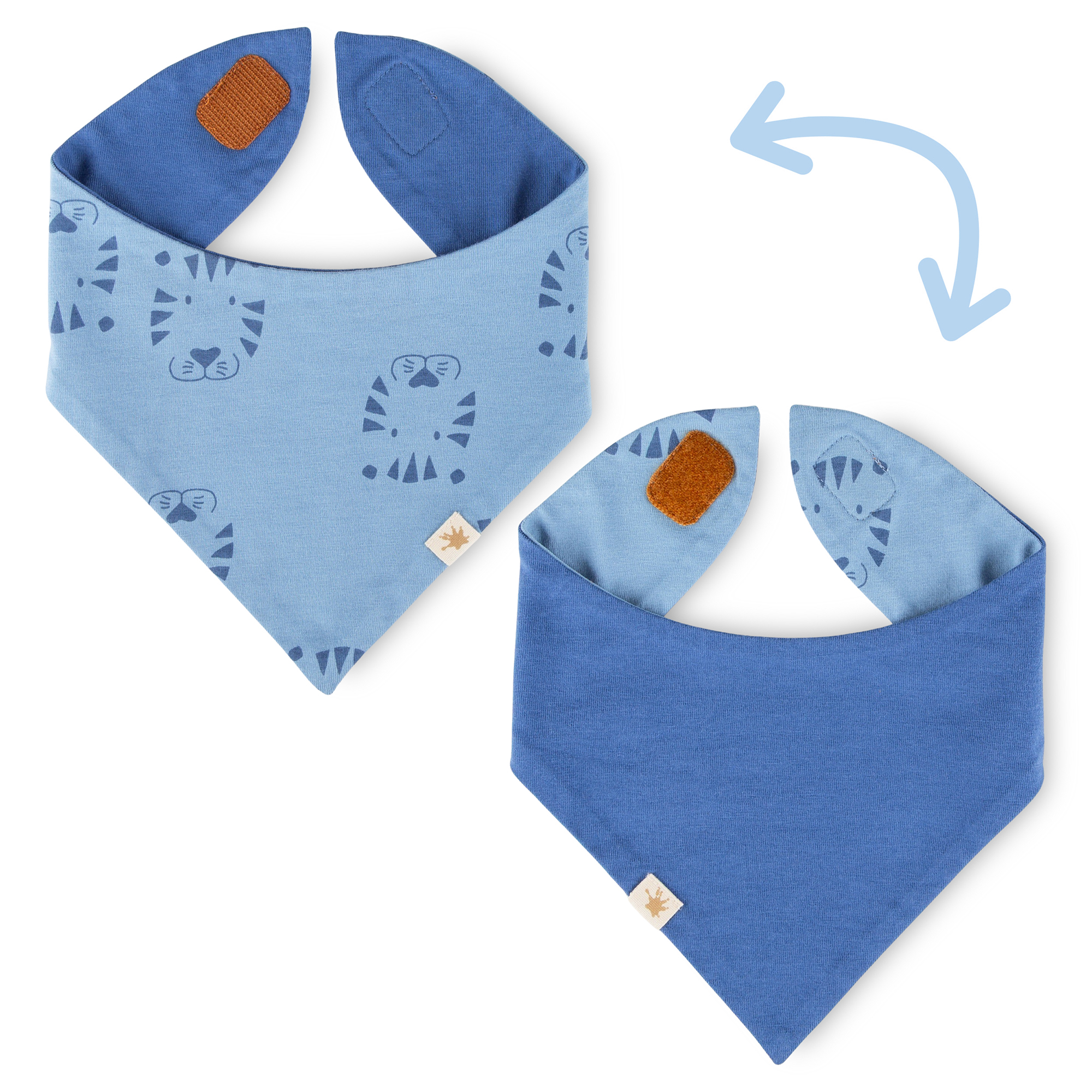 Baby Wendehalstuch Tiger & Löwe, blau