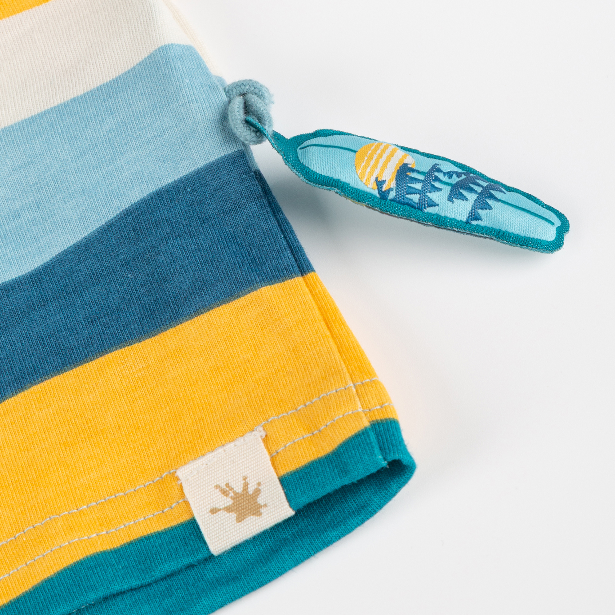 Kinder T-Shirt Hai, grün-blau-gelb-weiß gestreift