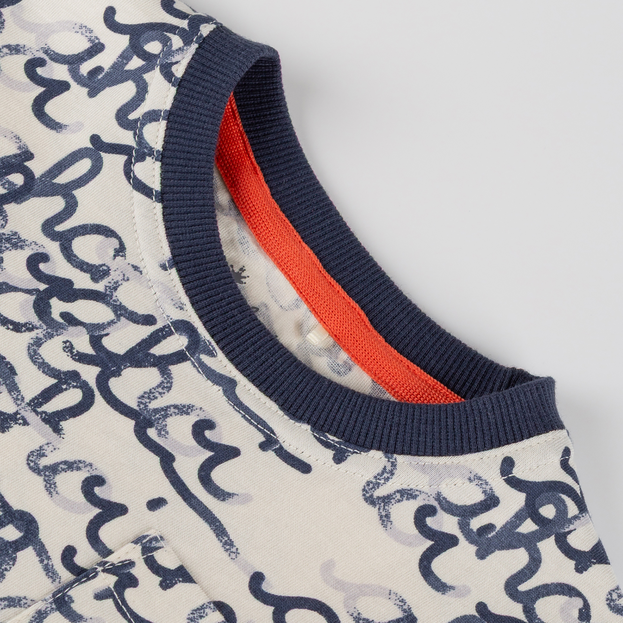 Kinder T-Shirt "Ahoi" Print, weiß mit blau