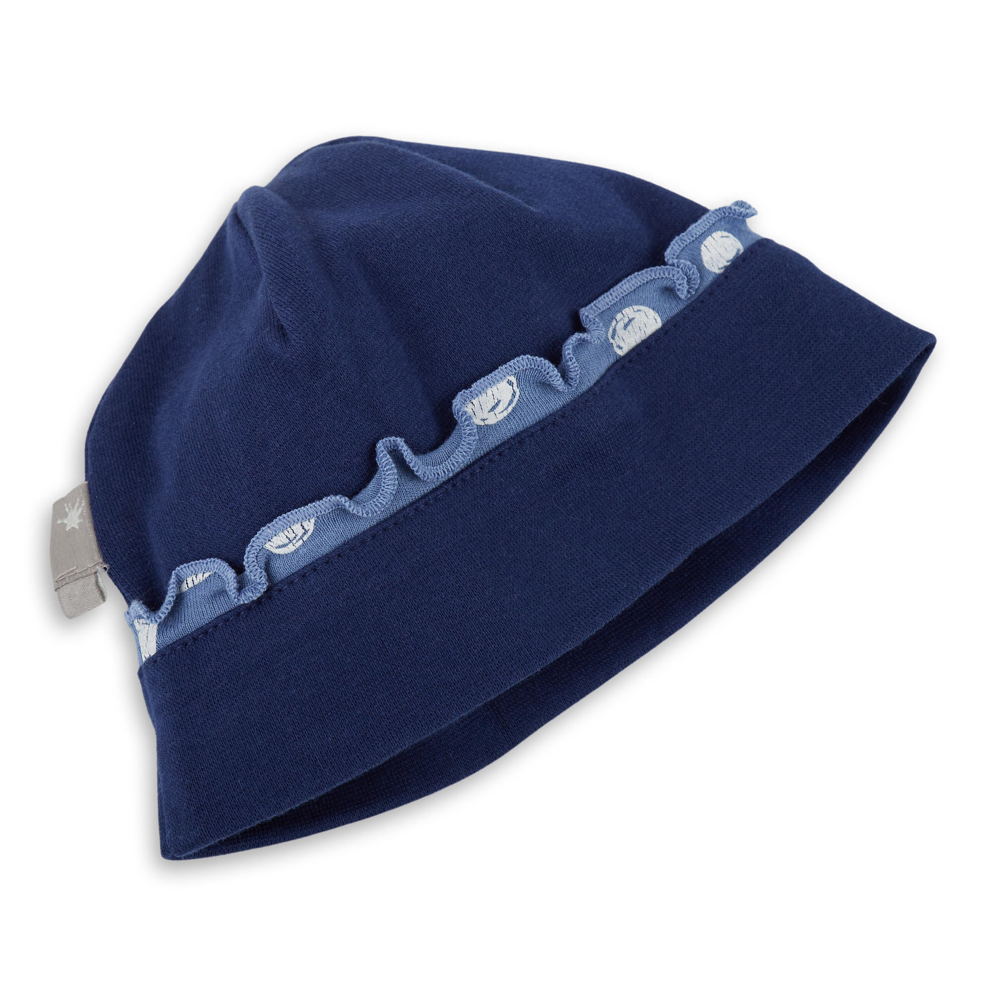 Dunkelblaue Baby Mütze mit Kräuselkante