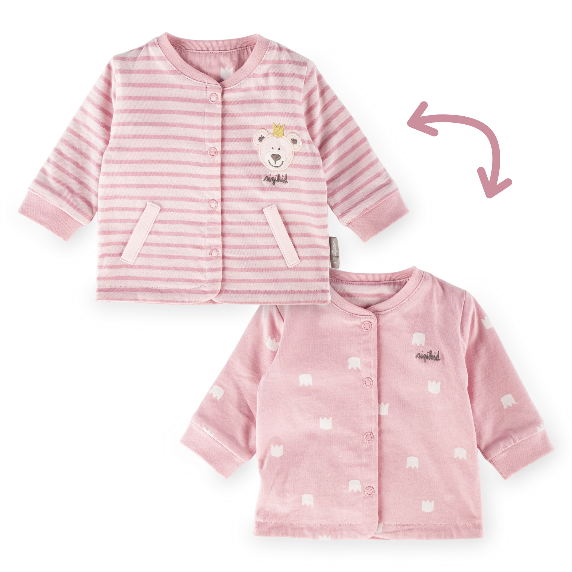 Baby Wendejacke Krönchen Bär, rosa Baby Wendejacke Krönchen Bär, rosa