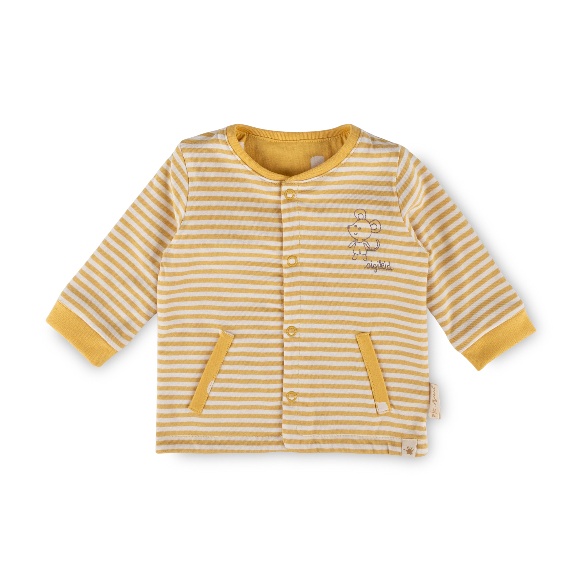 Newborn baby jacket mouse, reversible, yellow