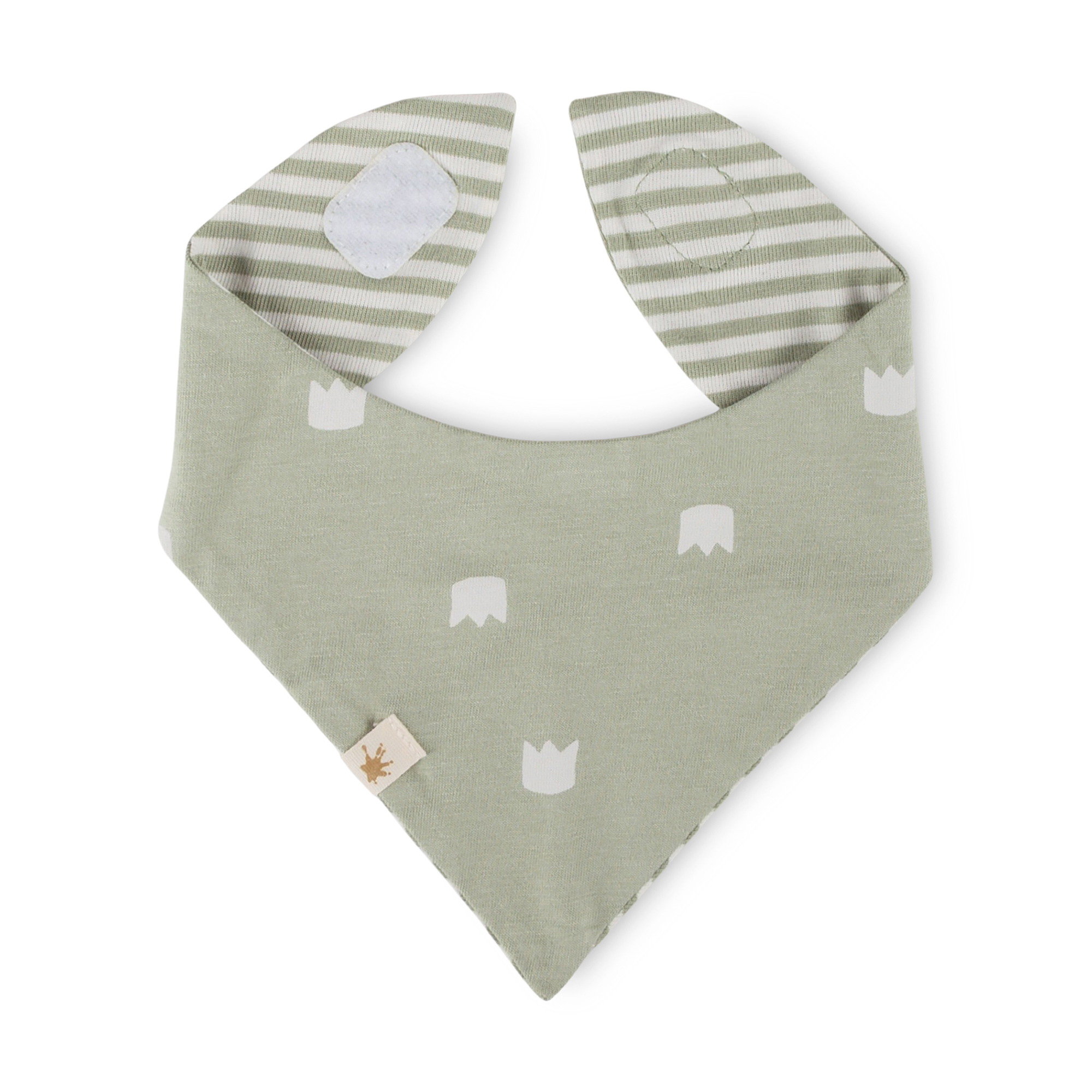Newborn baby bandana bib, reversible, green