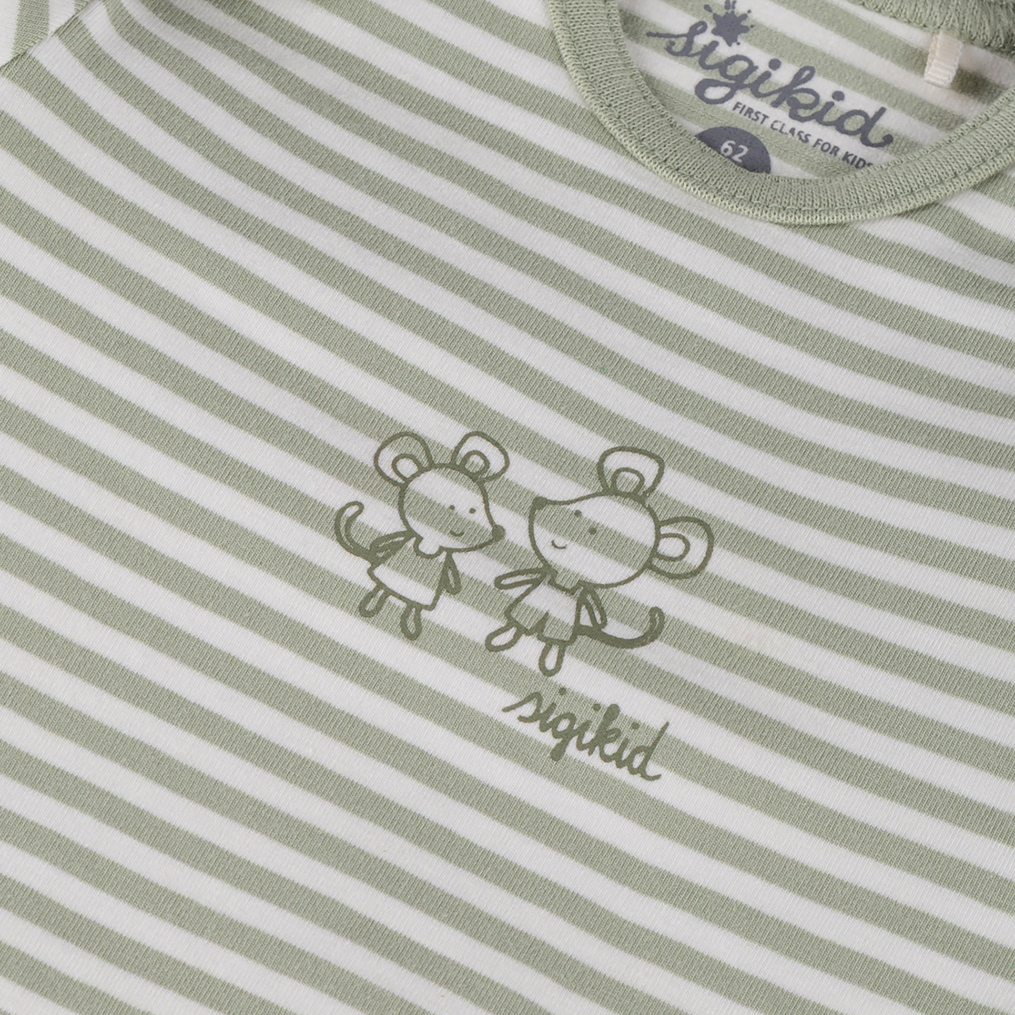 Newborn baby long sleeve onesie mouse, green/white