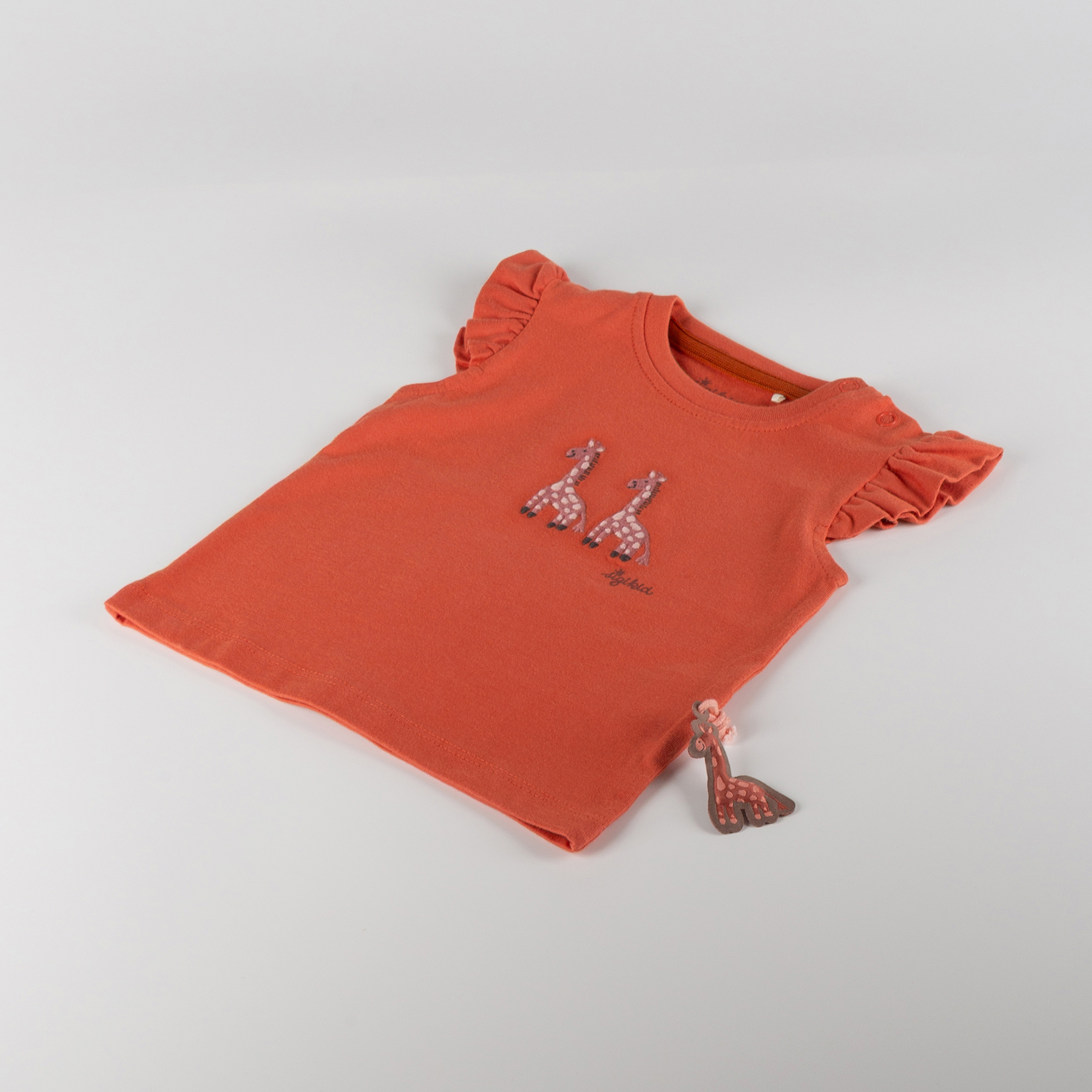 Baby T-Shirt Giraffe mit Rüschen, orange