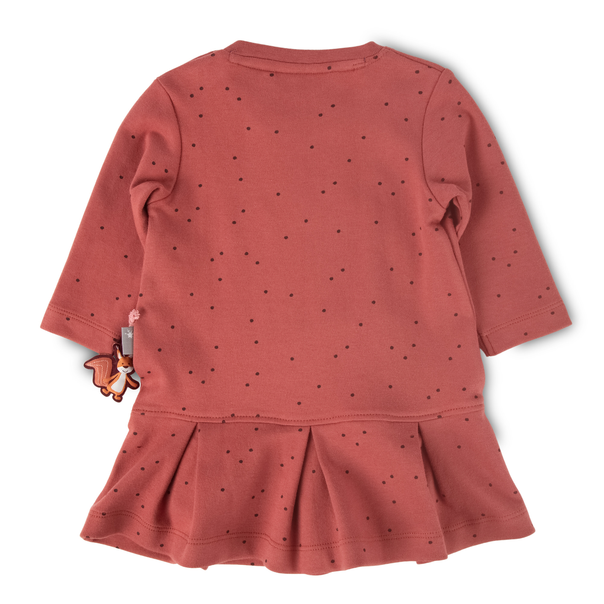 Baby Kleid rotbraun mit Pünktchen und Herbst Motiv Baby Kleid rotbraun mit Pünktchen und Herbst Motiv