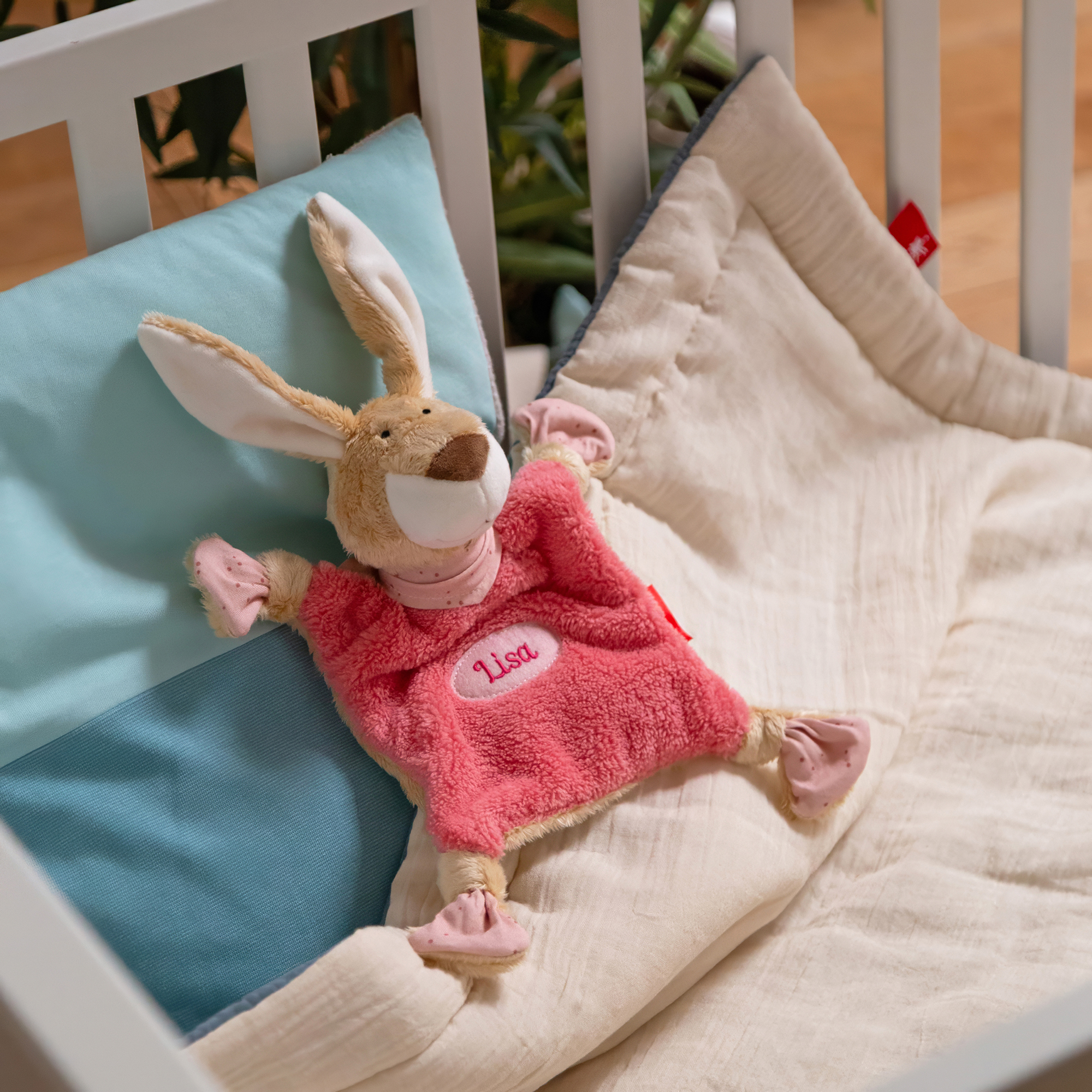 Namensschnuffeltuch Hase rosa