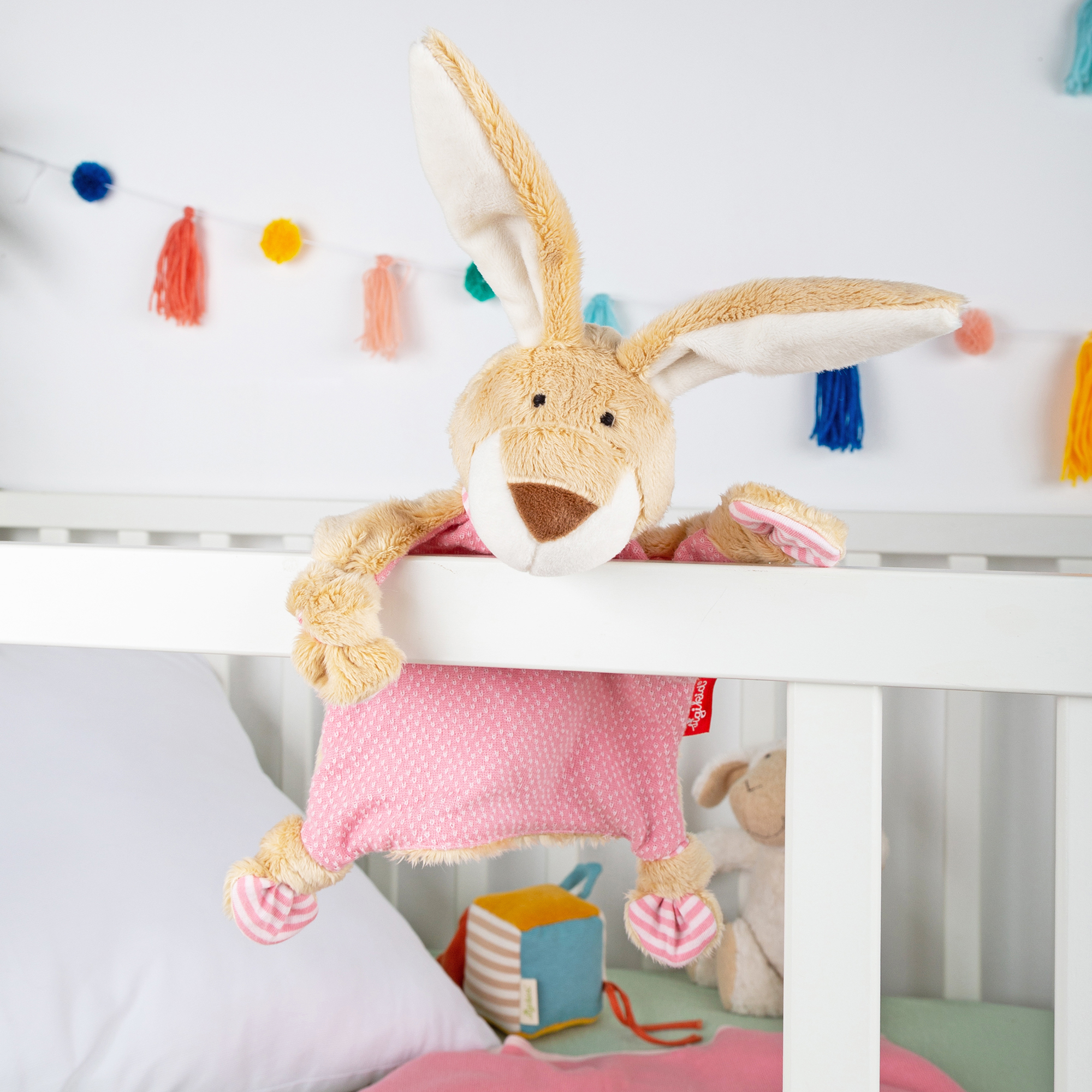 Individualized baby lovey rabbit, pink Individualized baby lovey rabbit, pink