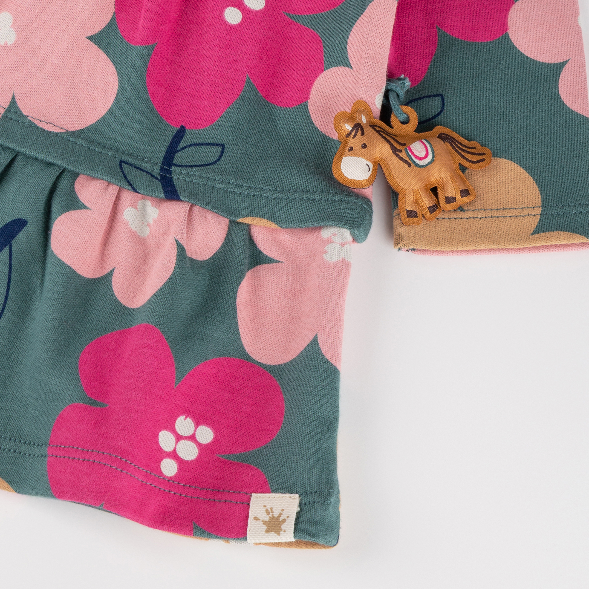 Baby Stufenkleid Pony Love, grün mit Blumenprint