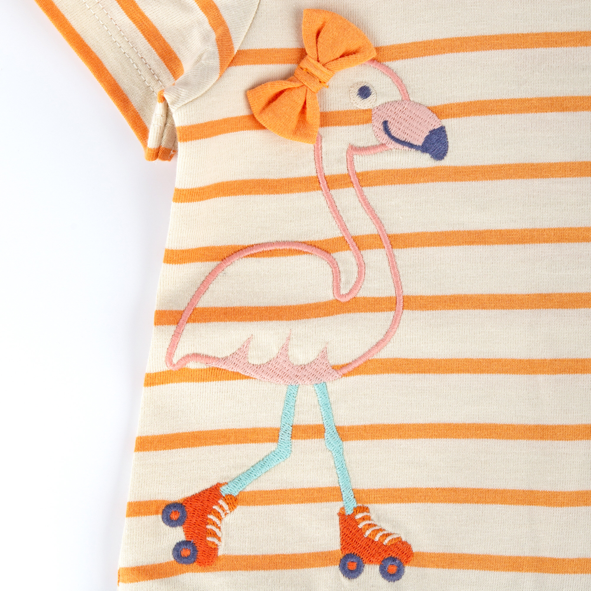 Baby Ringelkleid Flamingo, orange-weiß