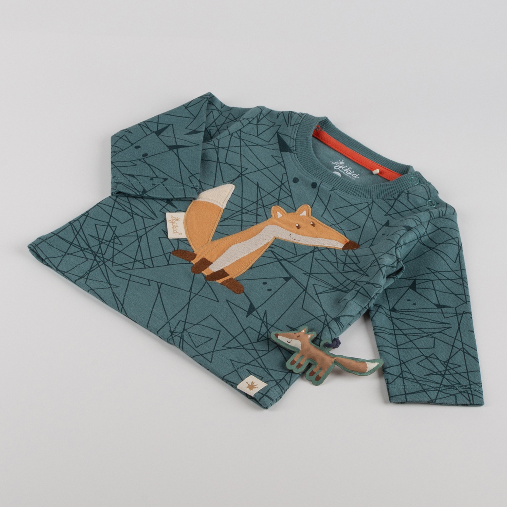 Baby Langarmshirt Fuchs Wild Fox, grün bedruckt
