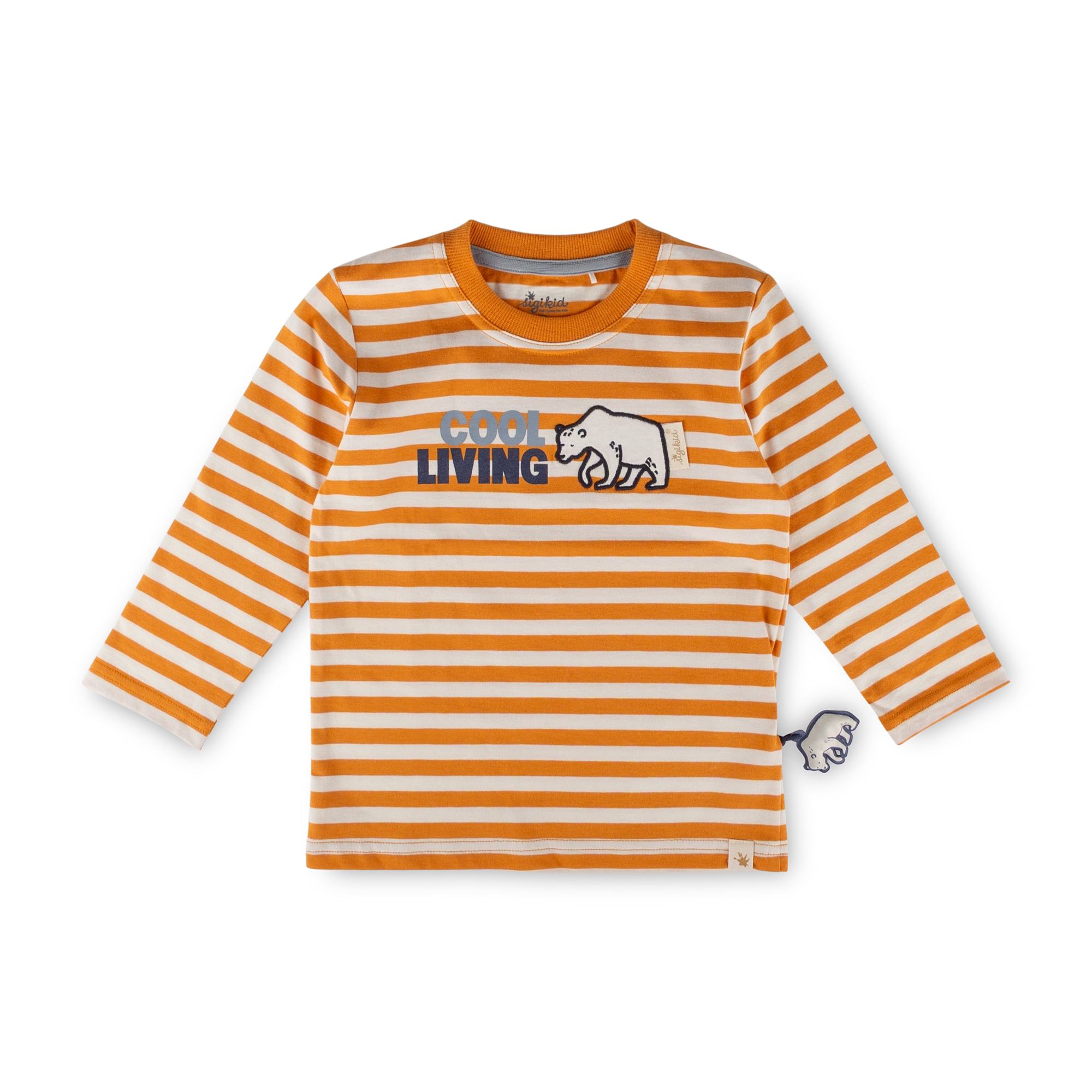 Kinder Langarmshirt Eisbär Polar Friends, gelb/weiß geringelt